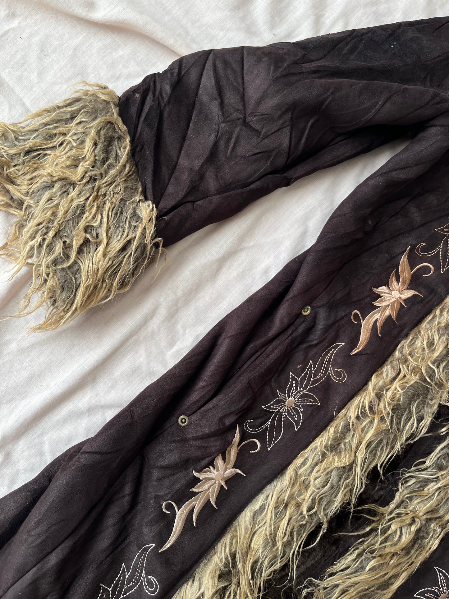 Brown Embroidered Afghan Coat - Size S