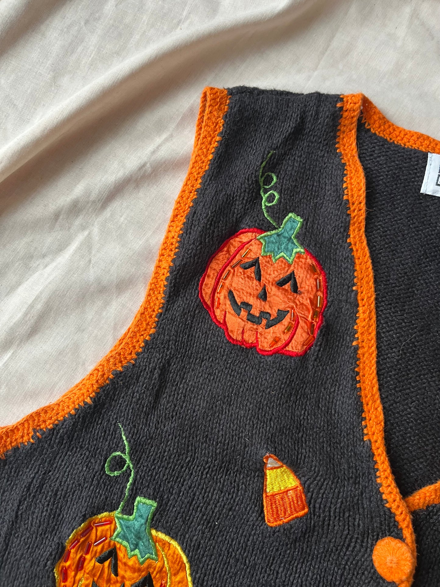 Pumpkin Spice 1990s Halloween Sweater Vest S/M
