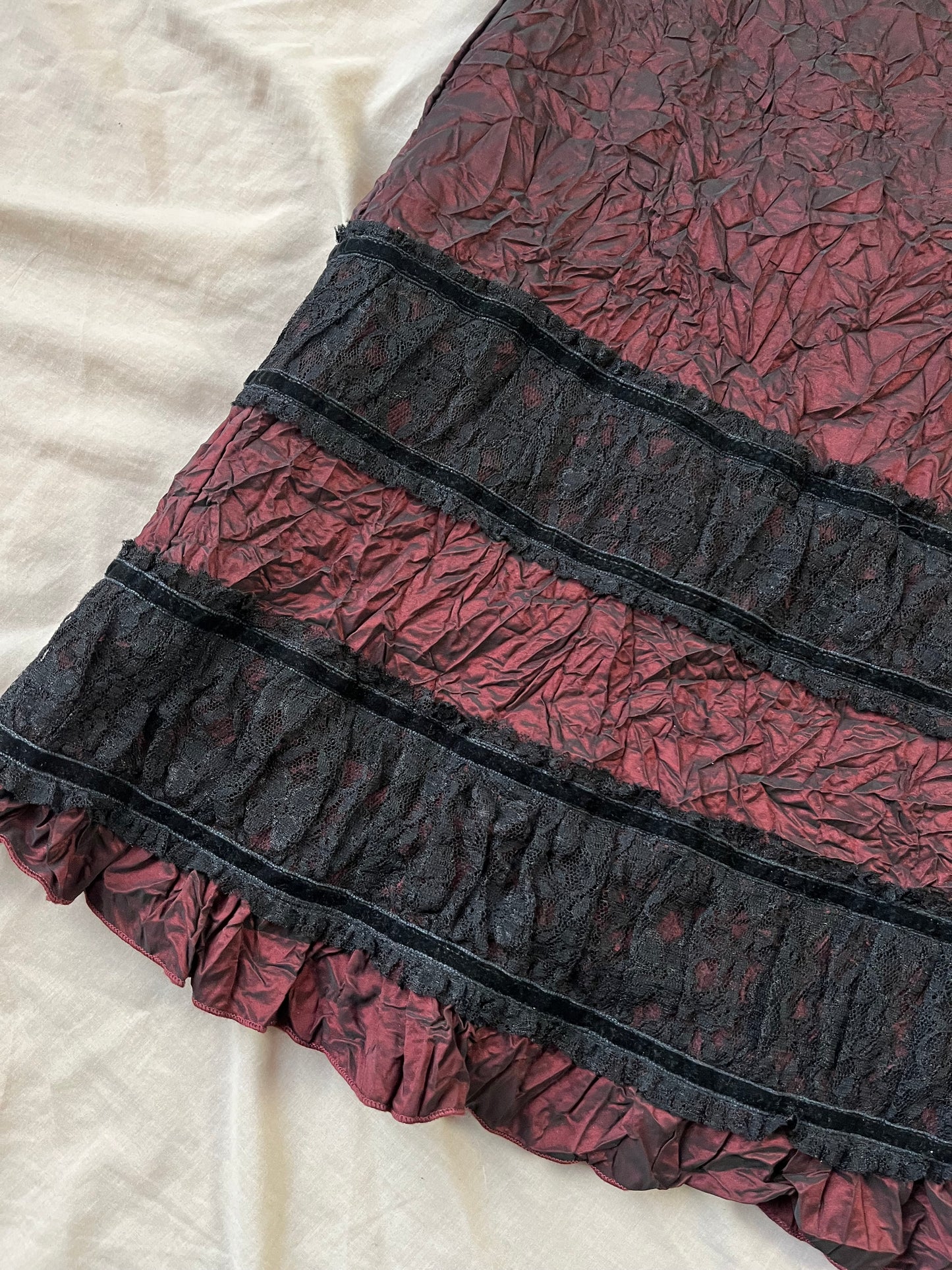 Burgundy Satin Skirt UK 10-14
