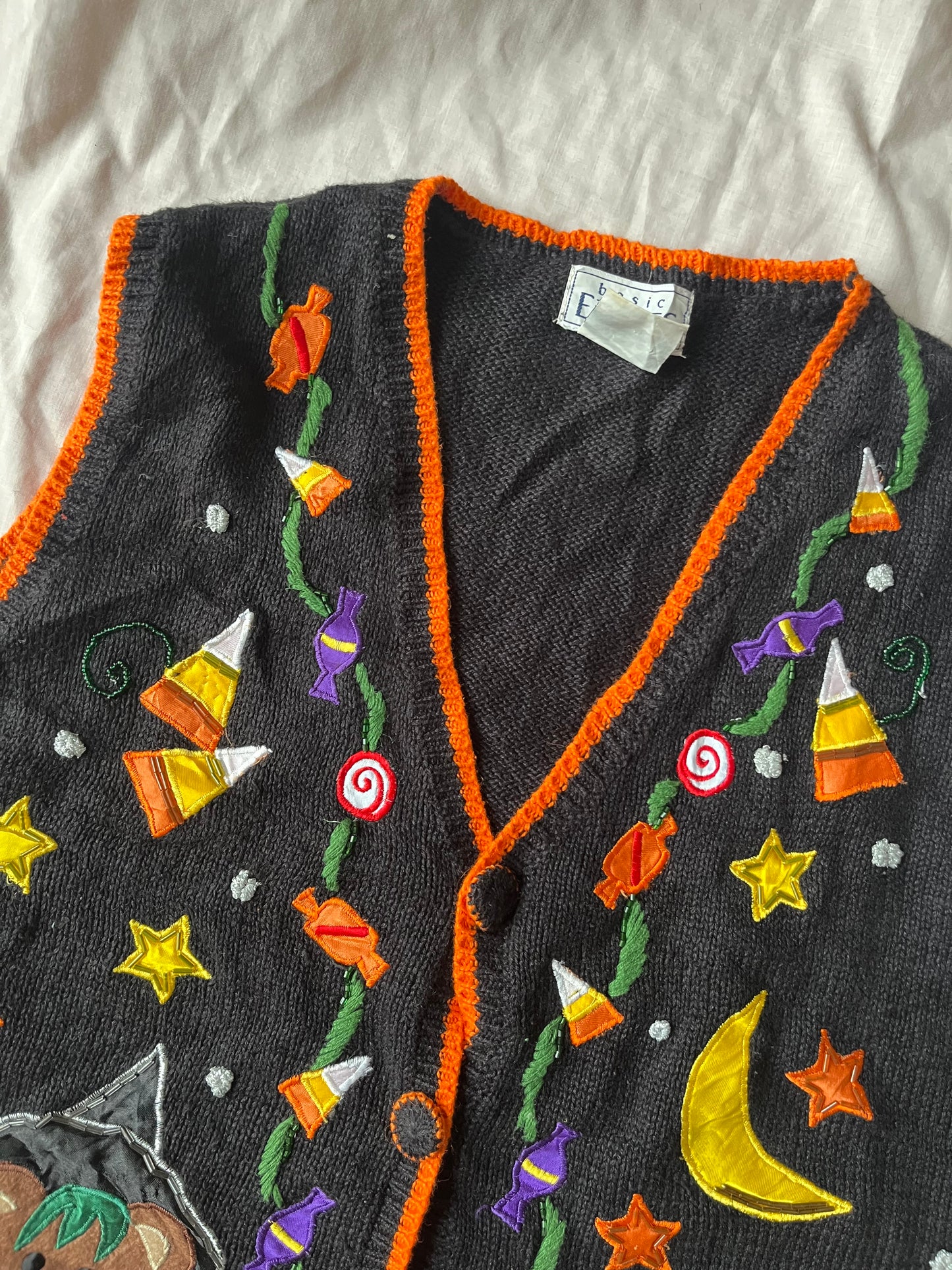 After Midnight 1990s Halloween Sweater Vest L