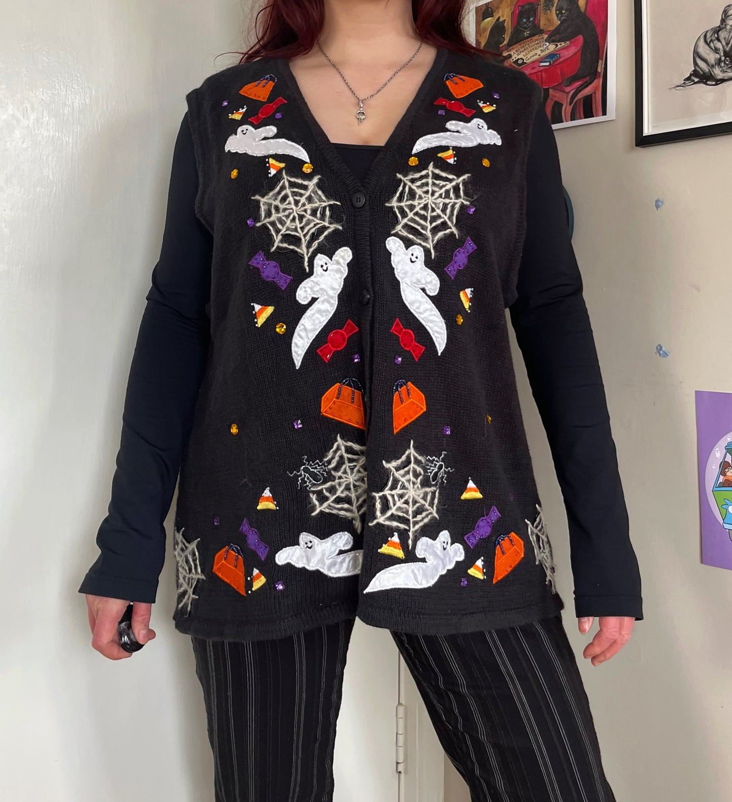 Ouija 1990s Halloween Sweater Vest XL