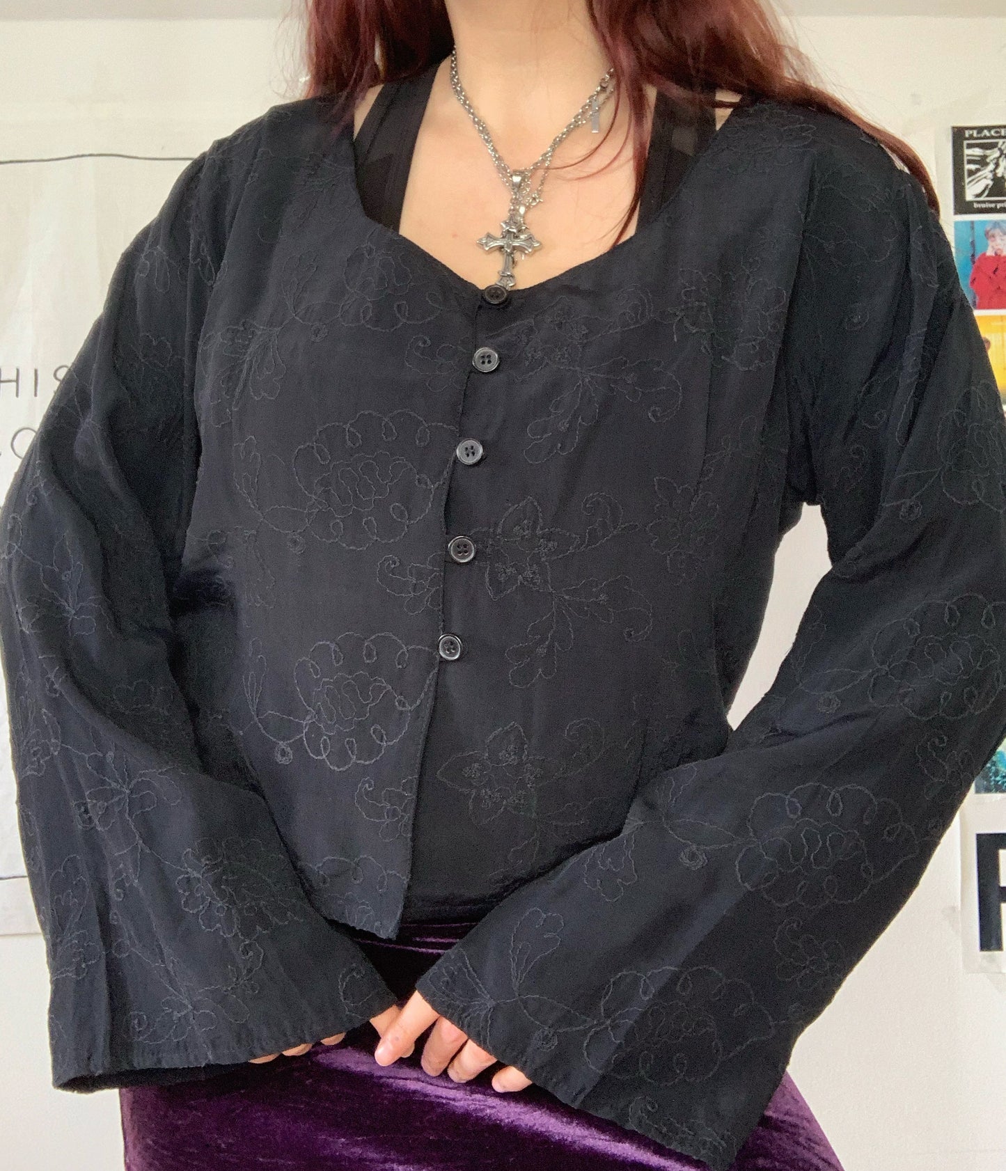 Raven 90s Flare Sleeve Top UK 14/16