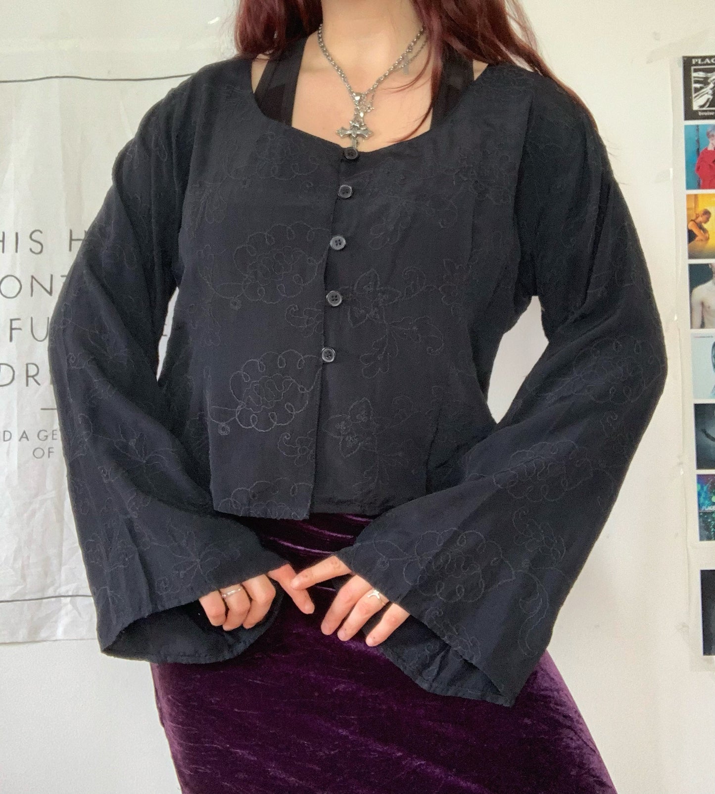Raven 90s Flare Sleeve Top UK 14/16