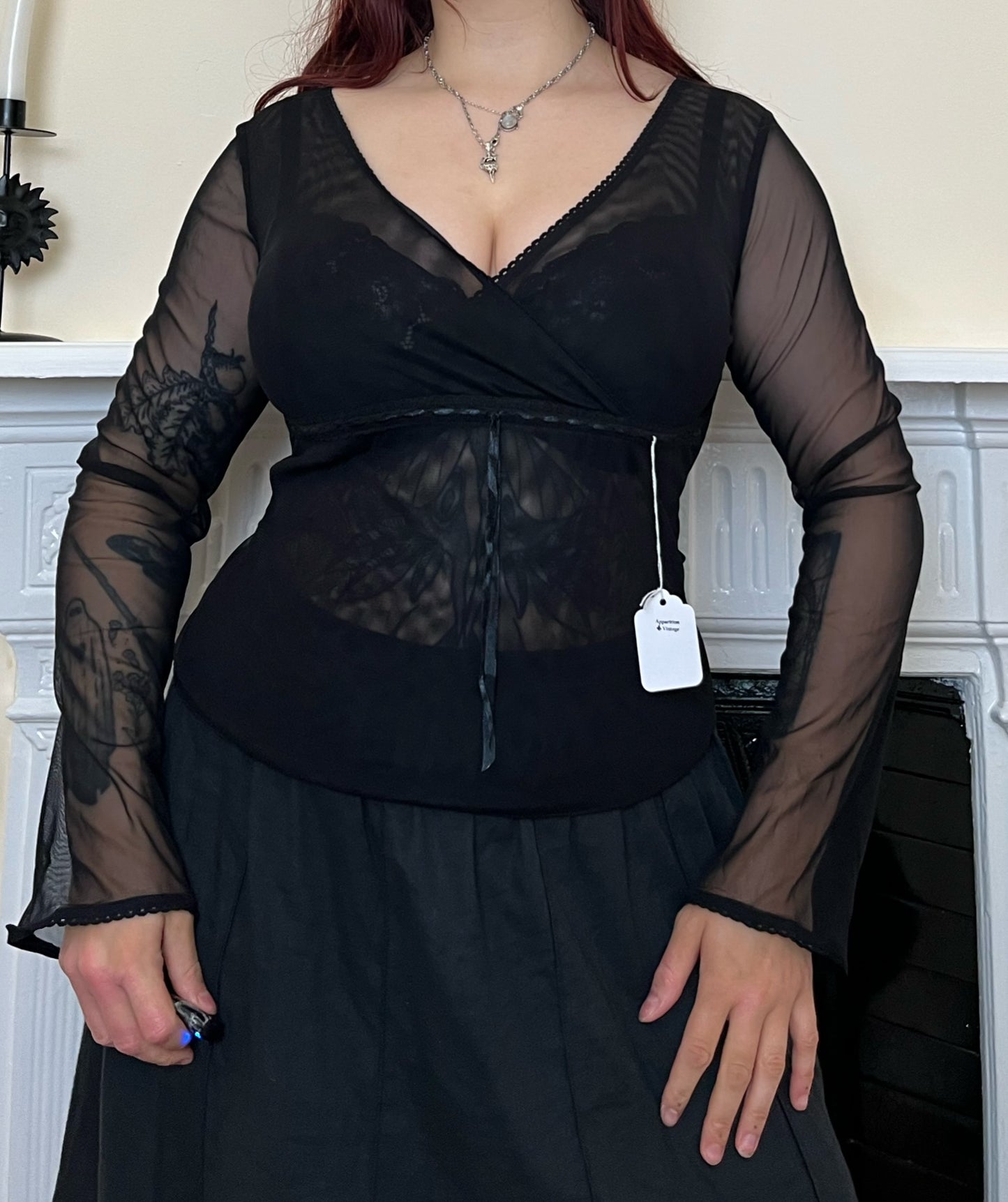 Black Mesh Top UK 10