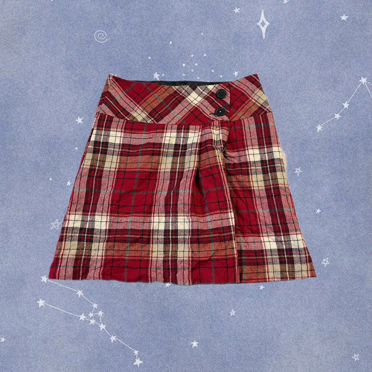 Red Tartan Midi Skirt UK 14