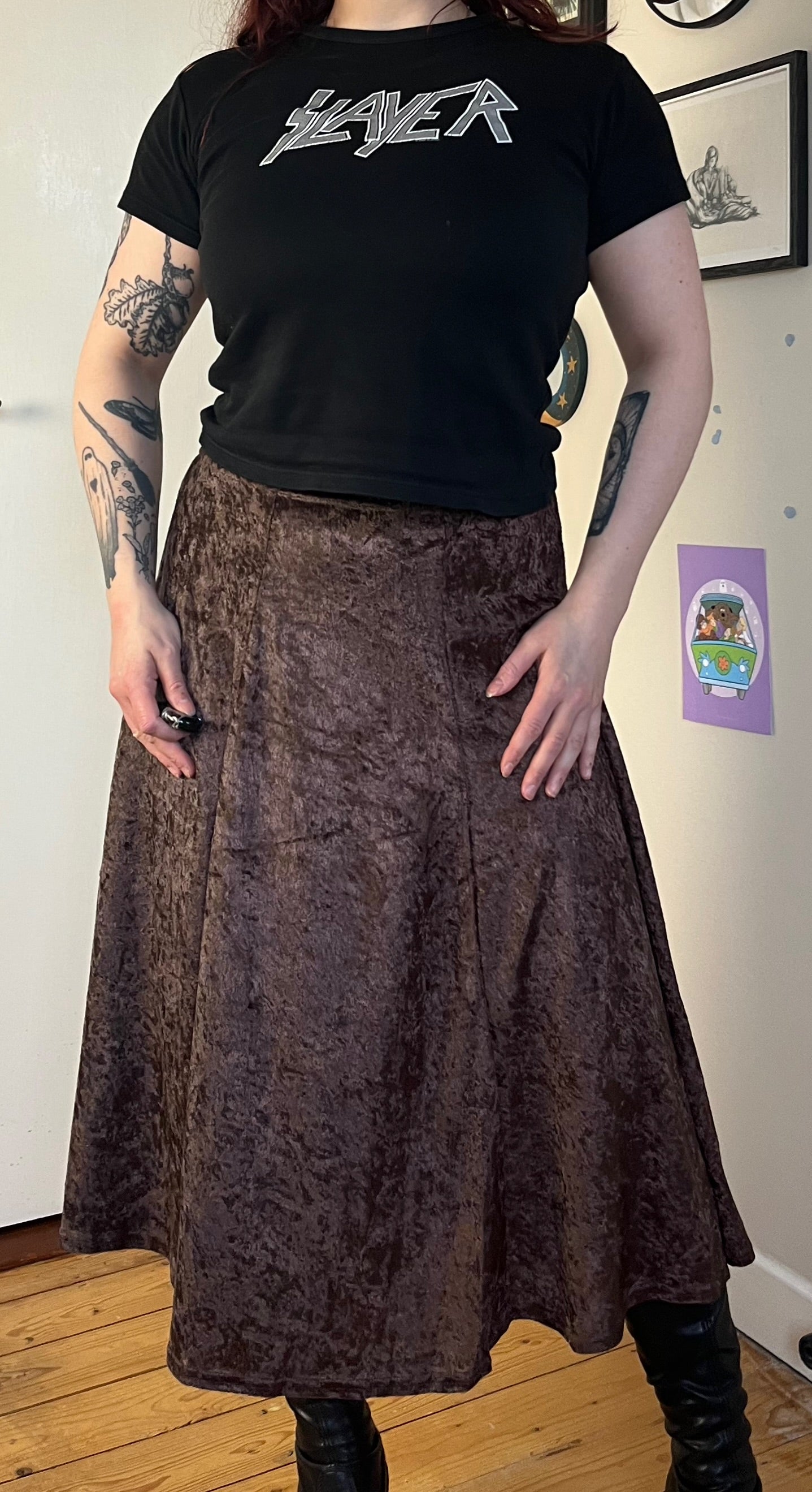 Brown Velvet Skirt UK 14-16