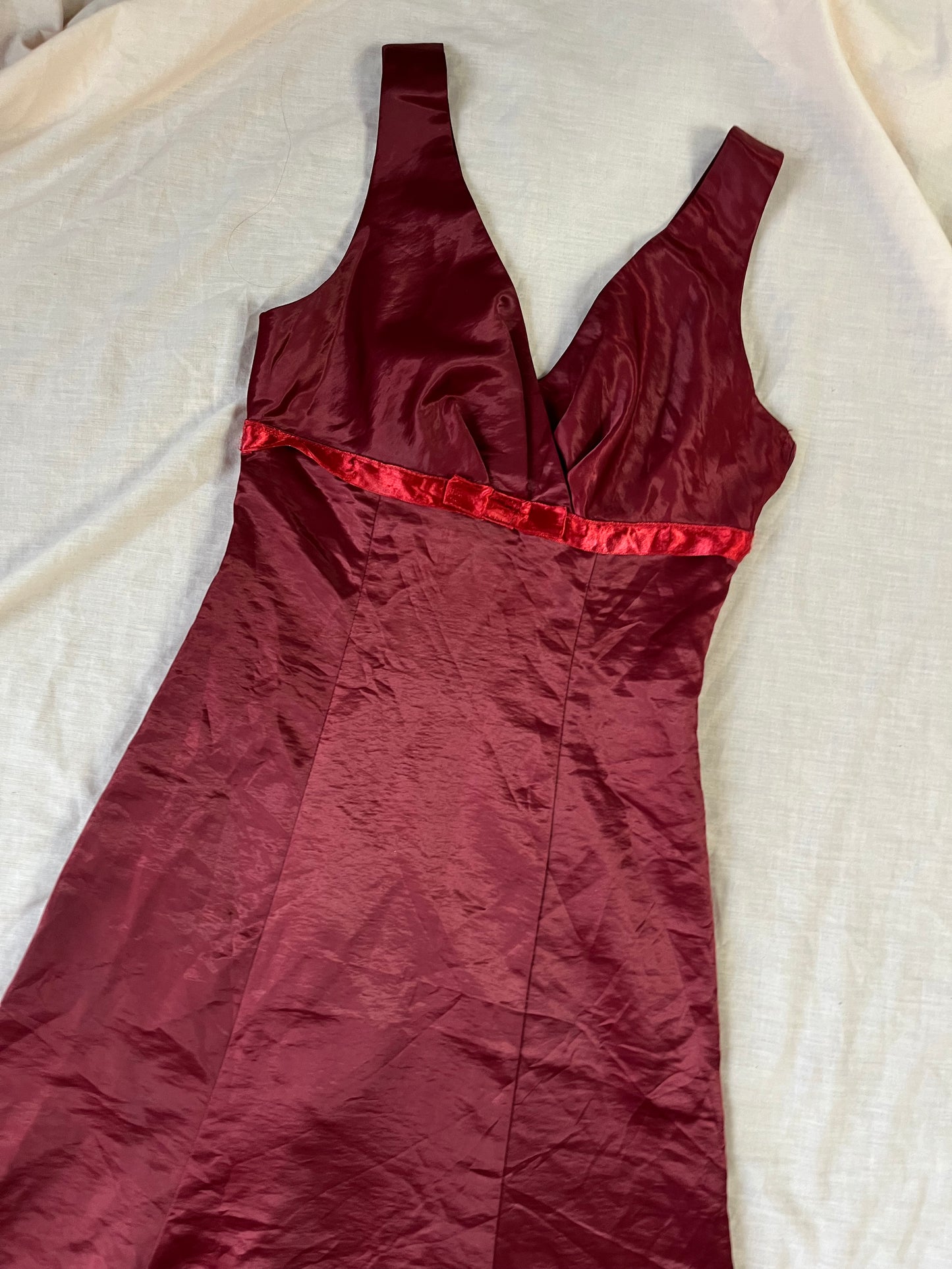 Burgundy Satin Dress UK 6