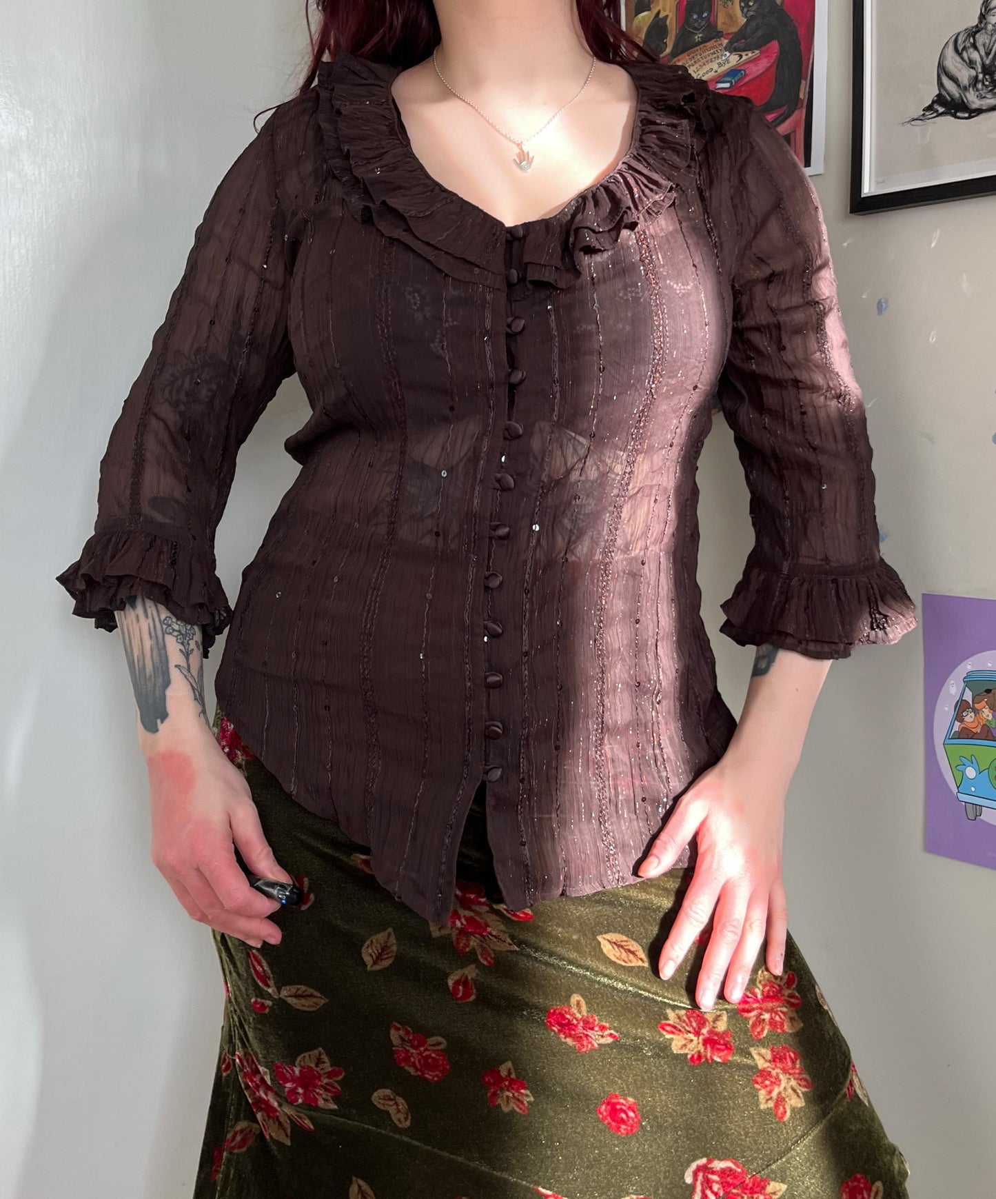 Brown Mesh Top - UK 12