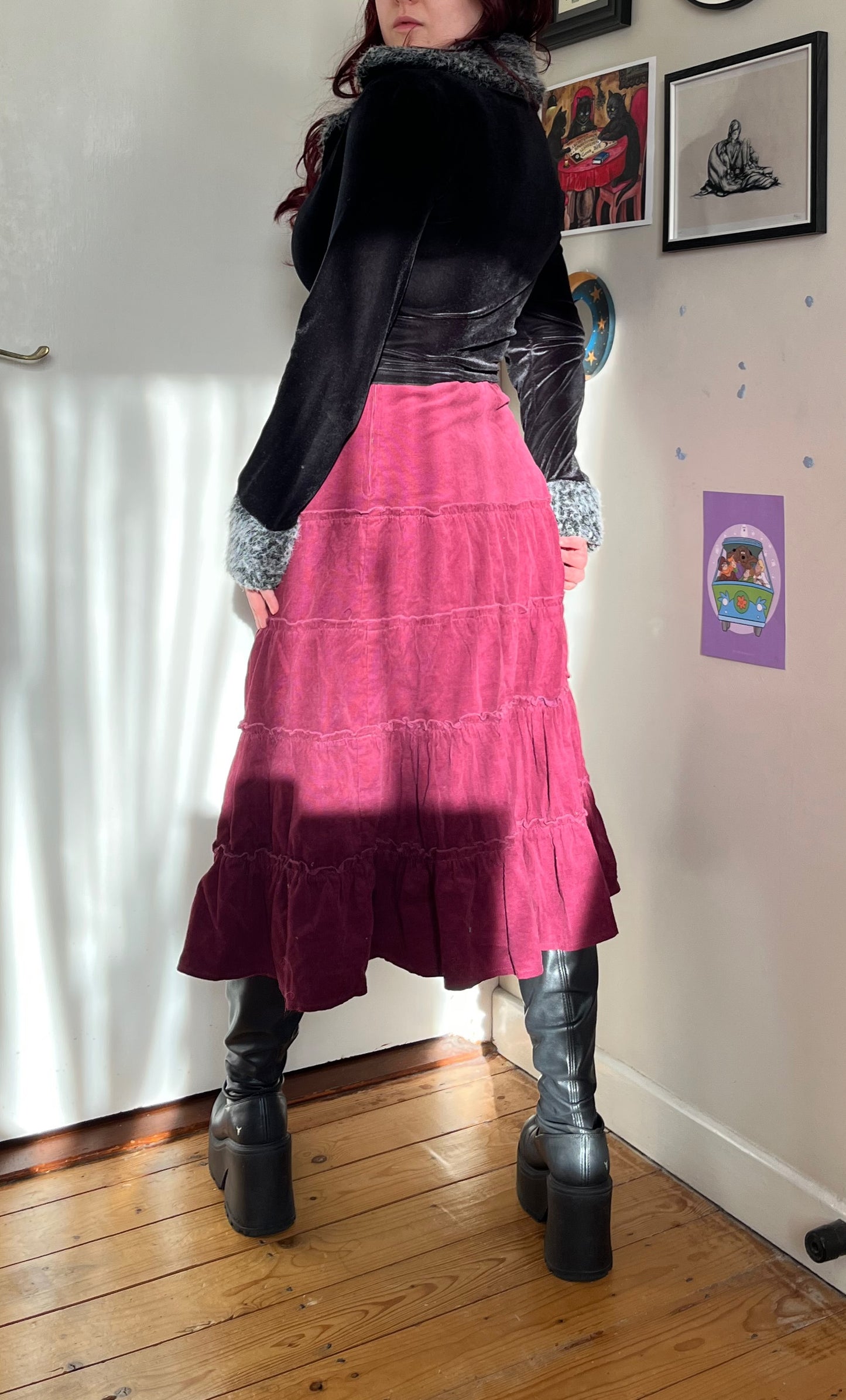 Dark Pink Corduroy Fairy Skirt - UK 14