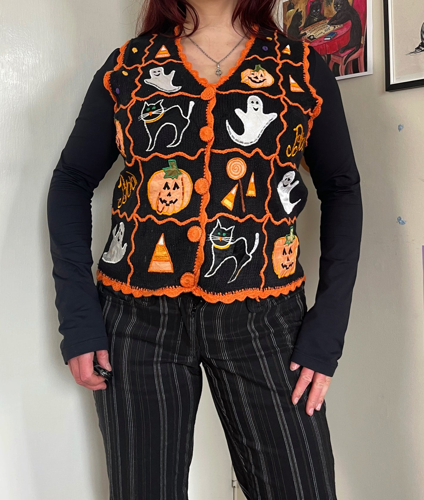 Crypt 1990s Halloween Sweater Vest M