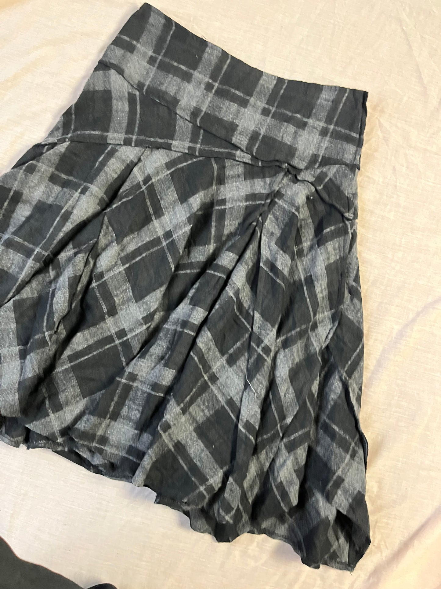 Black/Grey Tartan Midi Skirt UK 12