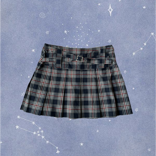 Blue Tartan Mini Skirt UK 12