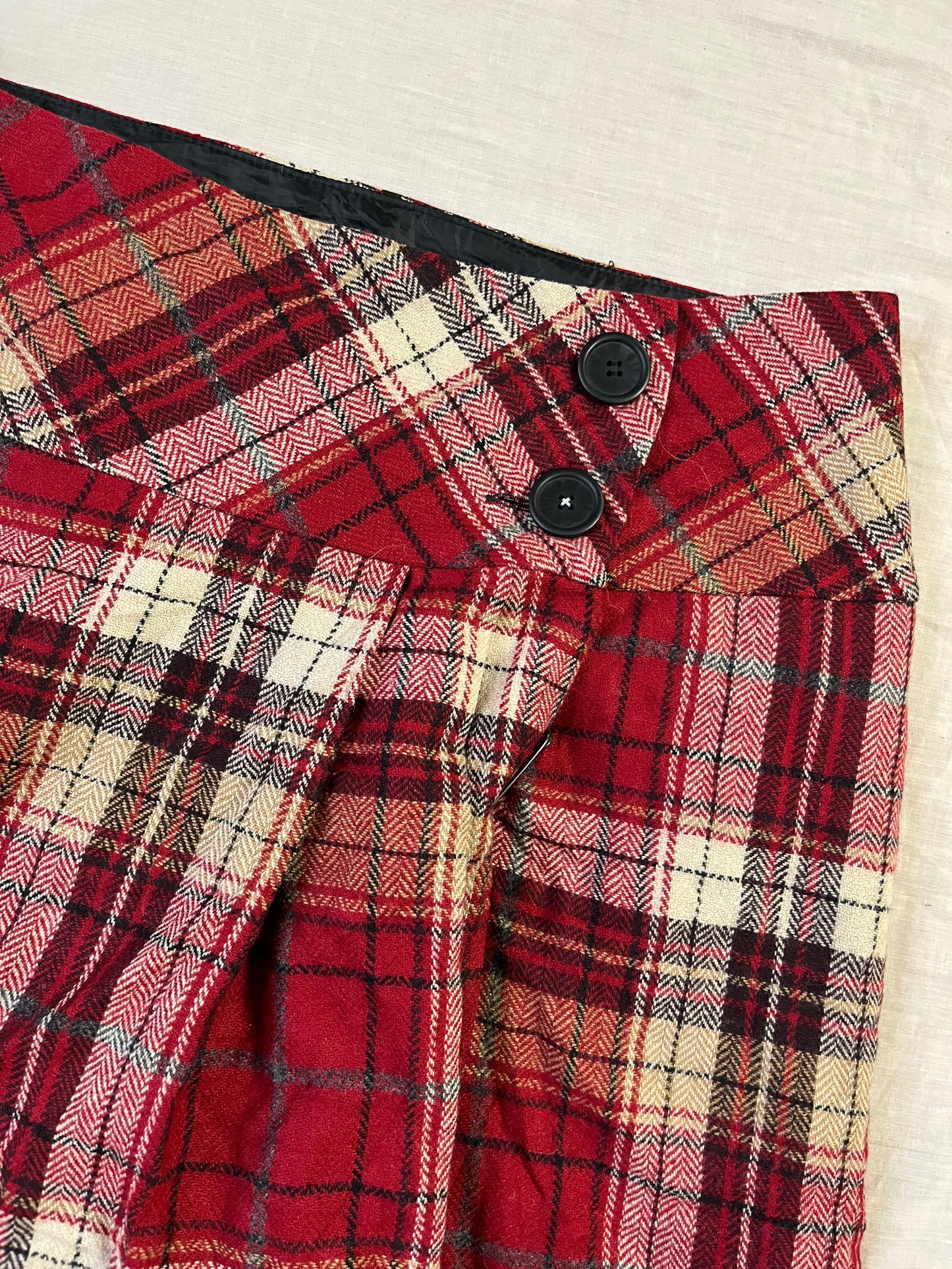 Red Tartan Midi Skirt UK 14