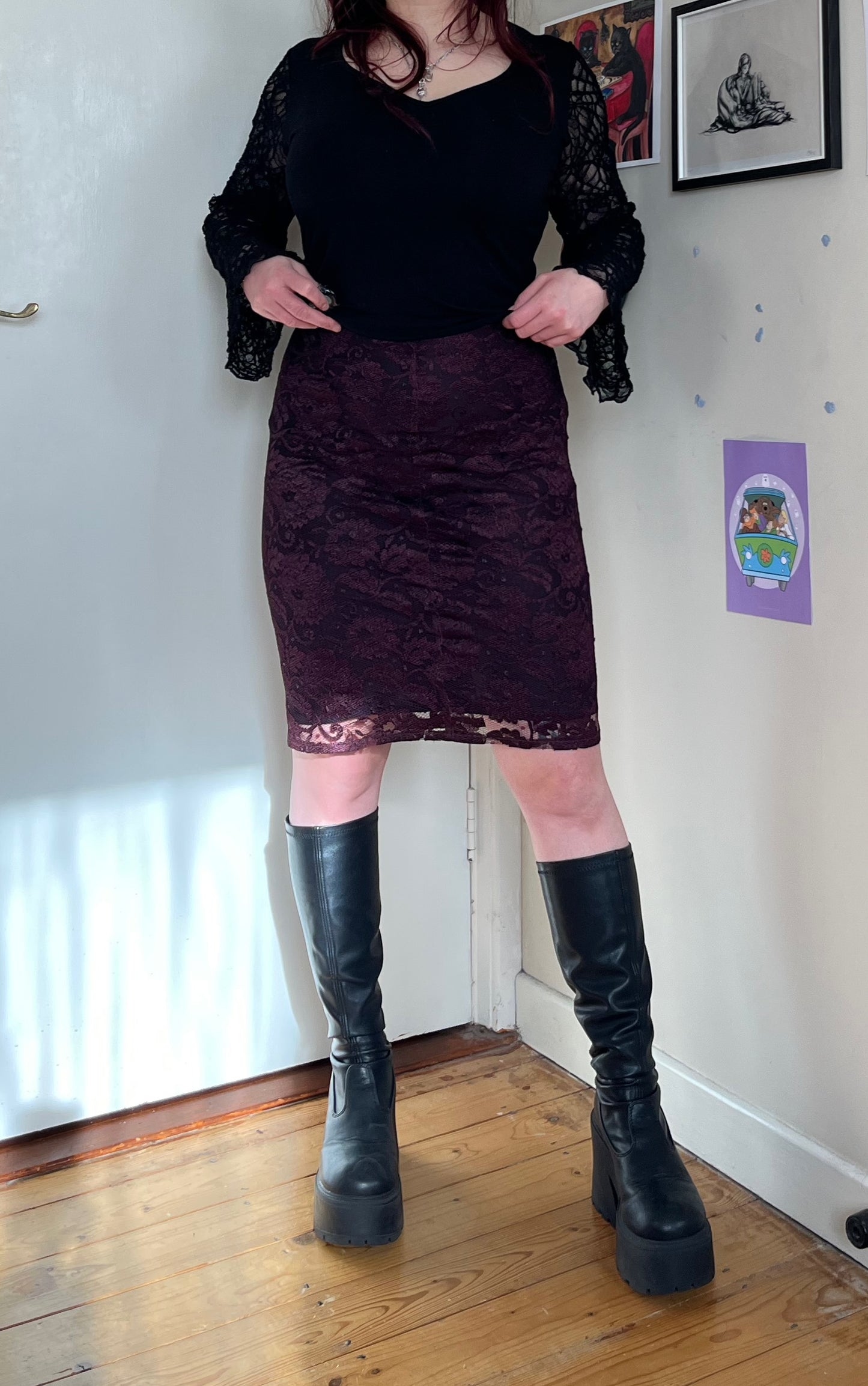 Purple Lace Skirt UK 10/12