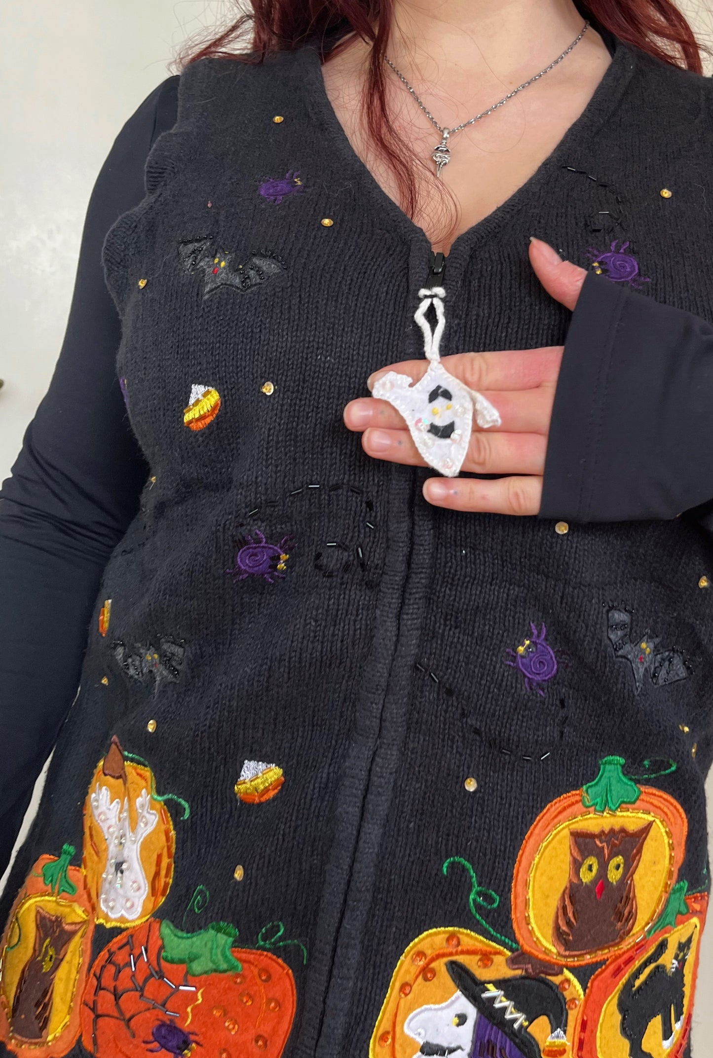 Caspar 1990s Halloween Sweater Vest M