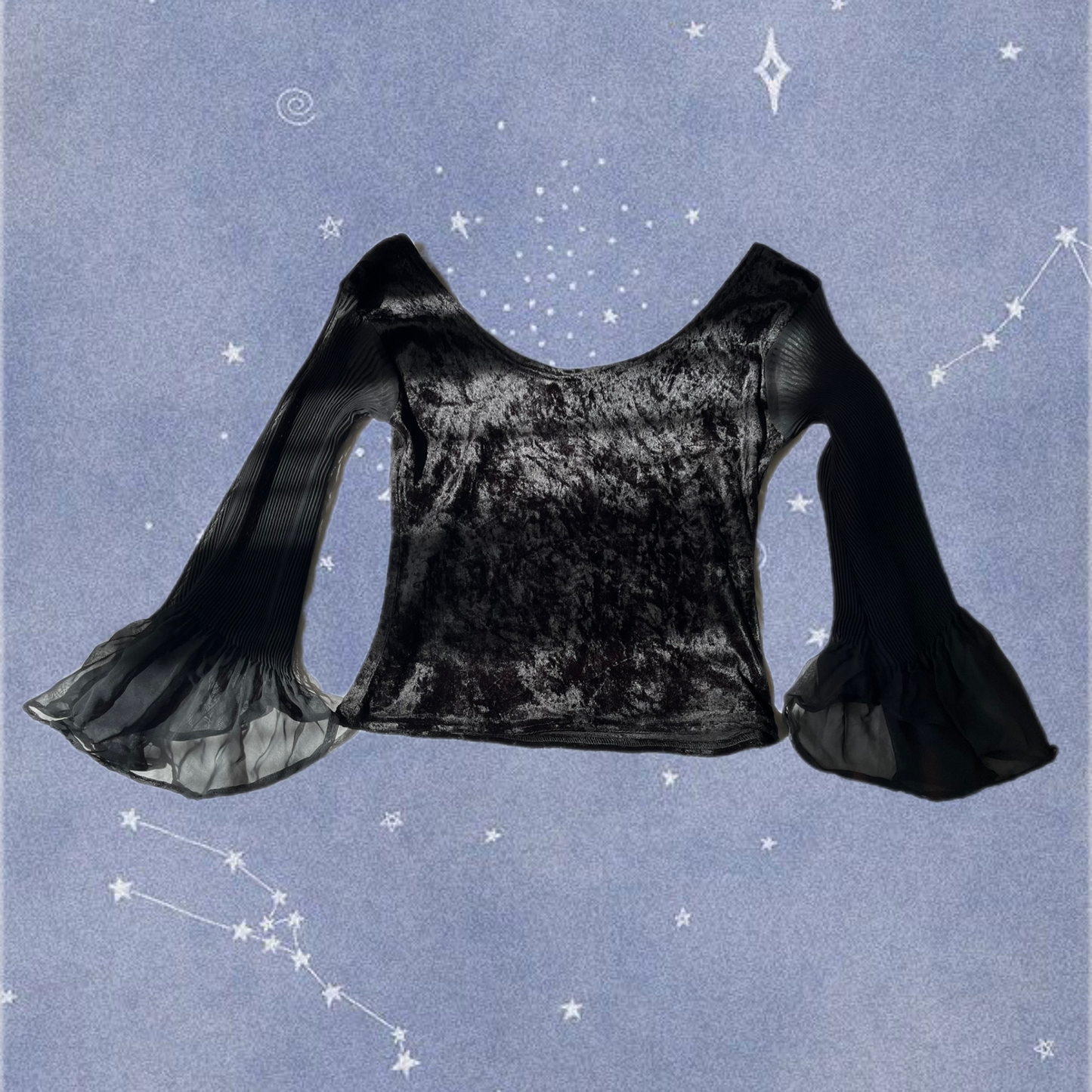 Flared Sleeve Velvet Top UK 8-10