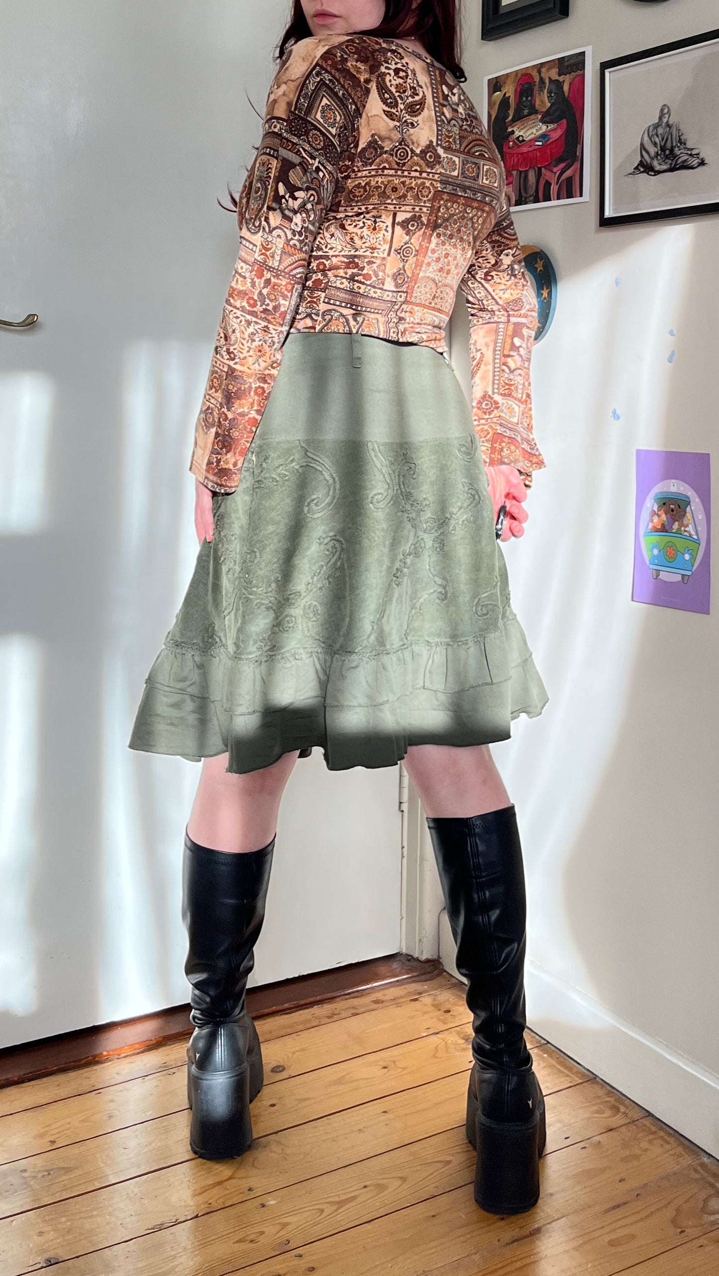 Green Corduroy Fairy Skirt - UK 10