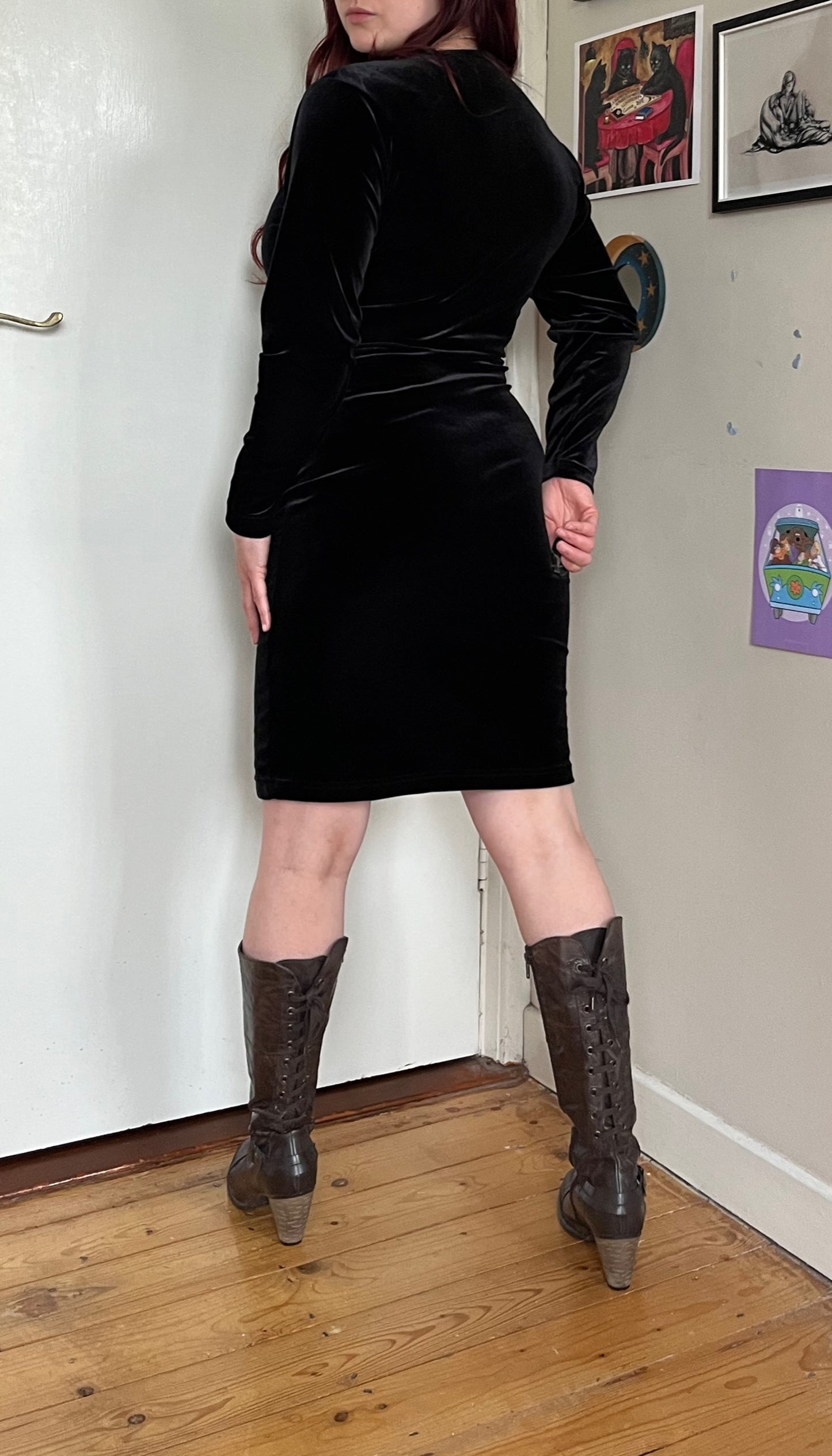 Black Velvet Dress UK 12