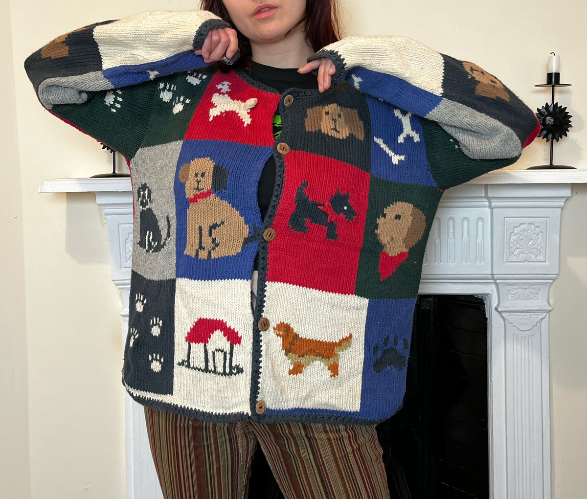 Patchwork Dog Cardigan L
