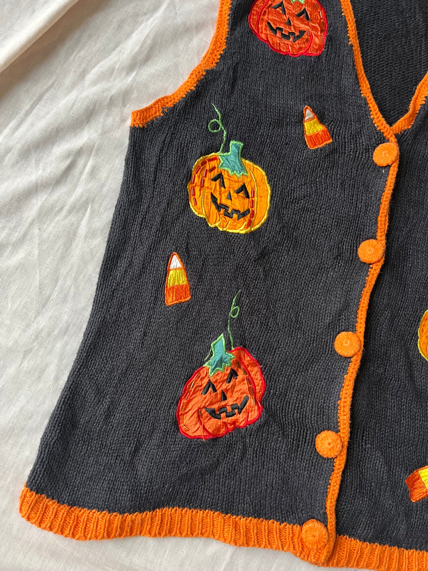 Pumpkin Spice 1990s Halloween Sweater Vest S/M