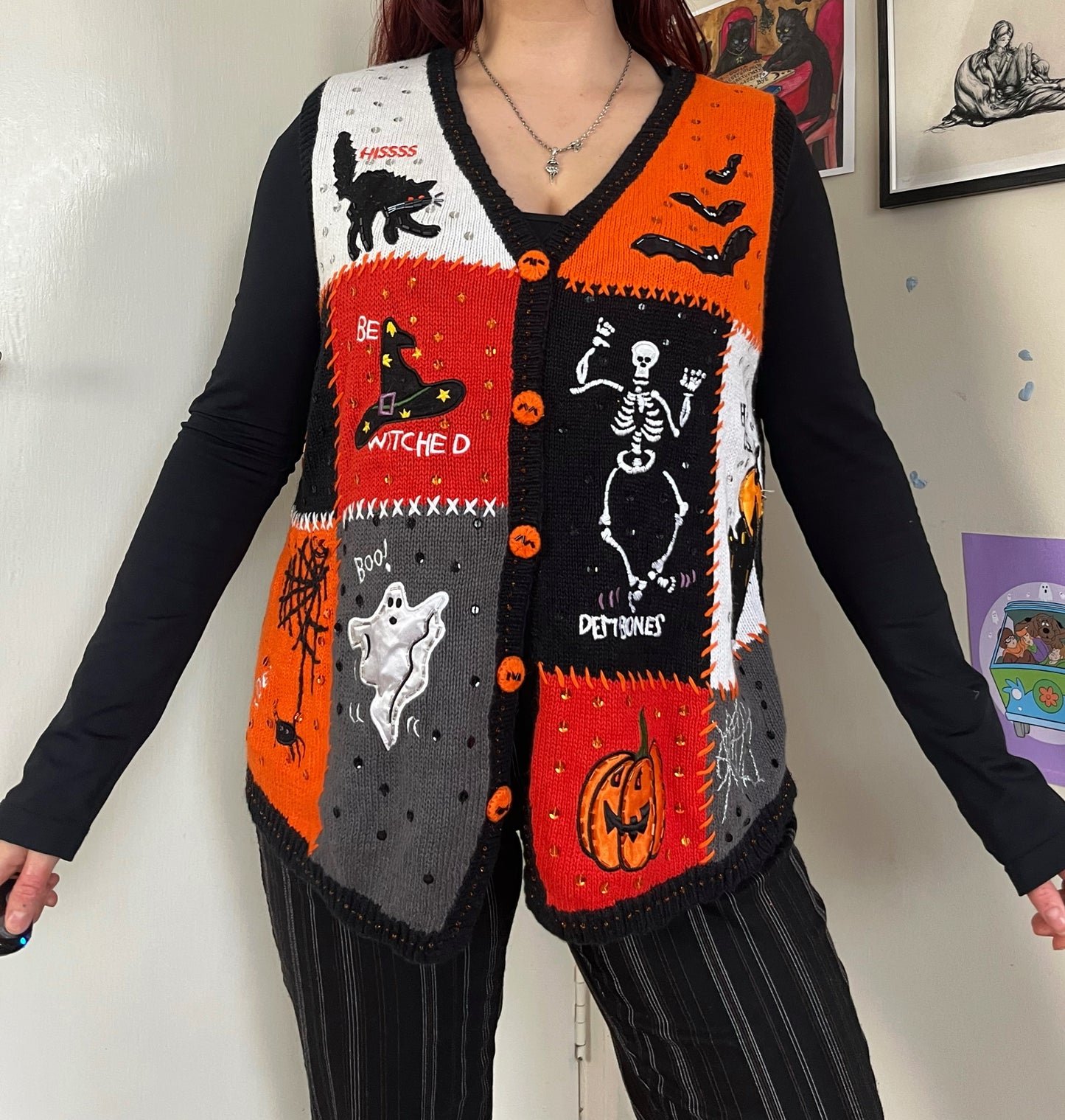 Grimoire 1990s Halloween Sweater Vest XL