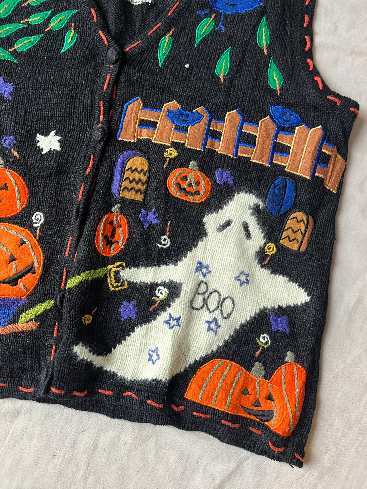 Pumpkin Patch 1990s Halloween Sweater Vest M