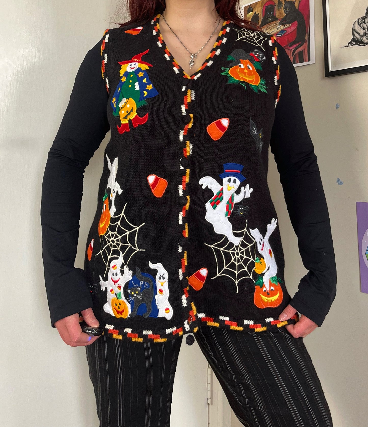 Boneyard 1990s Halloween Sweater Vest L