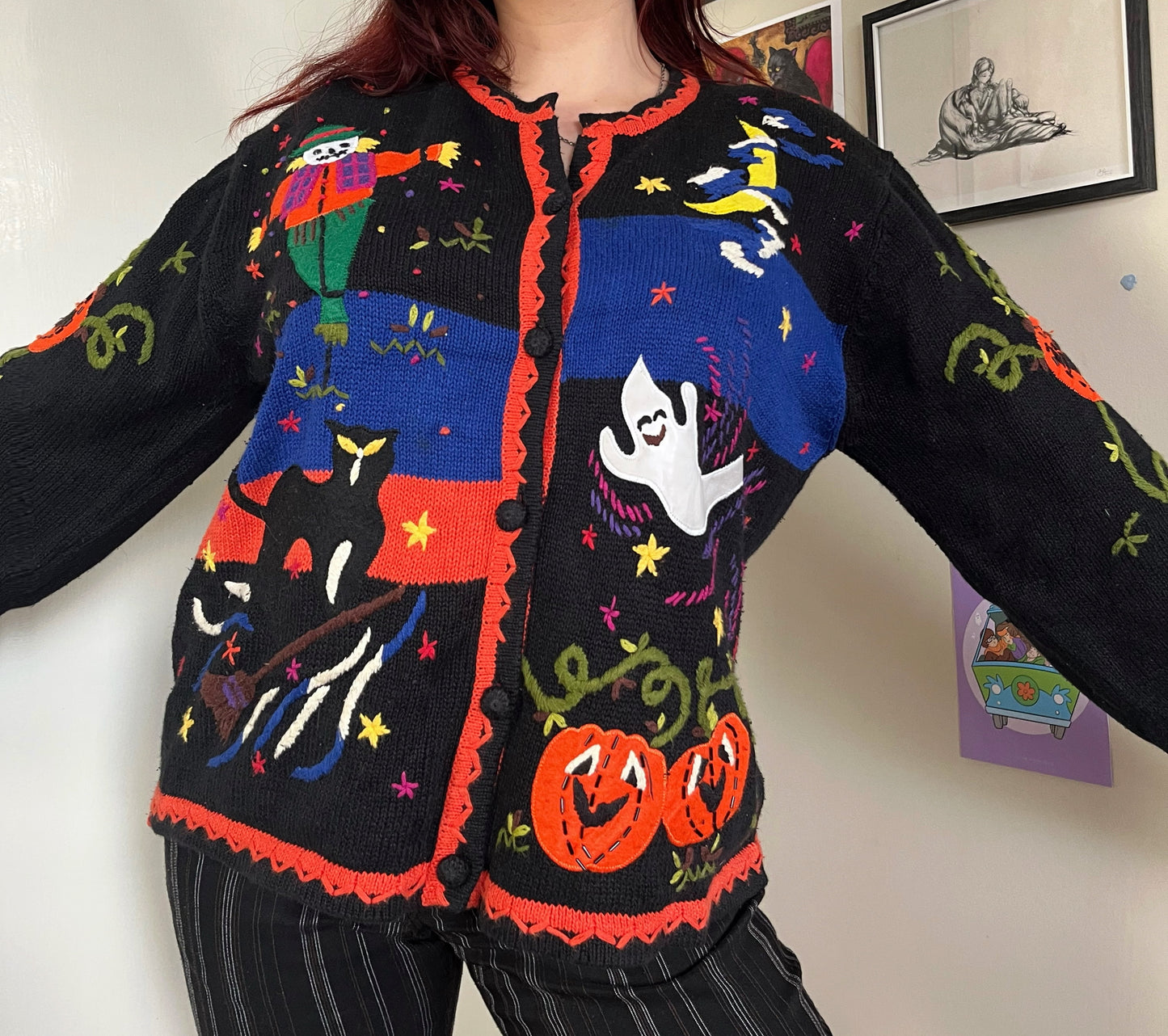 Halloween Hauntings 1990s Halloween Cardigan L/XL