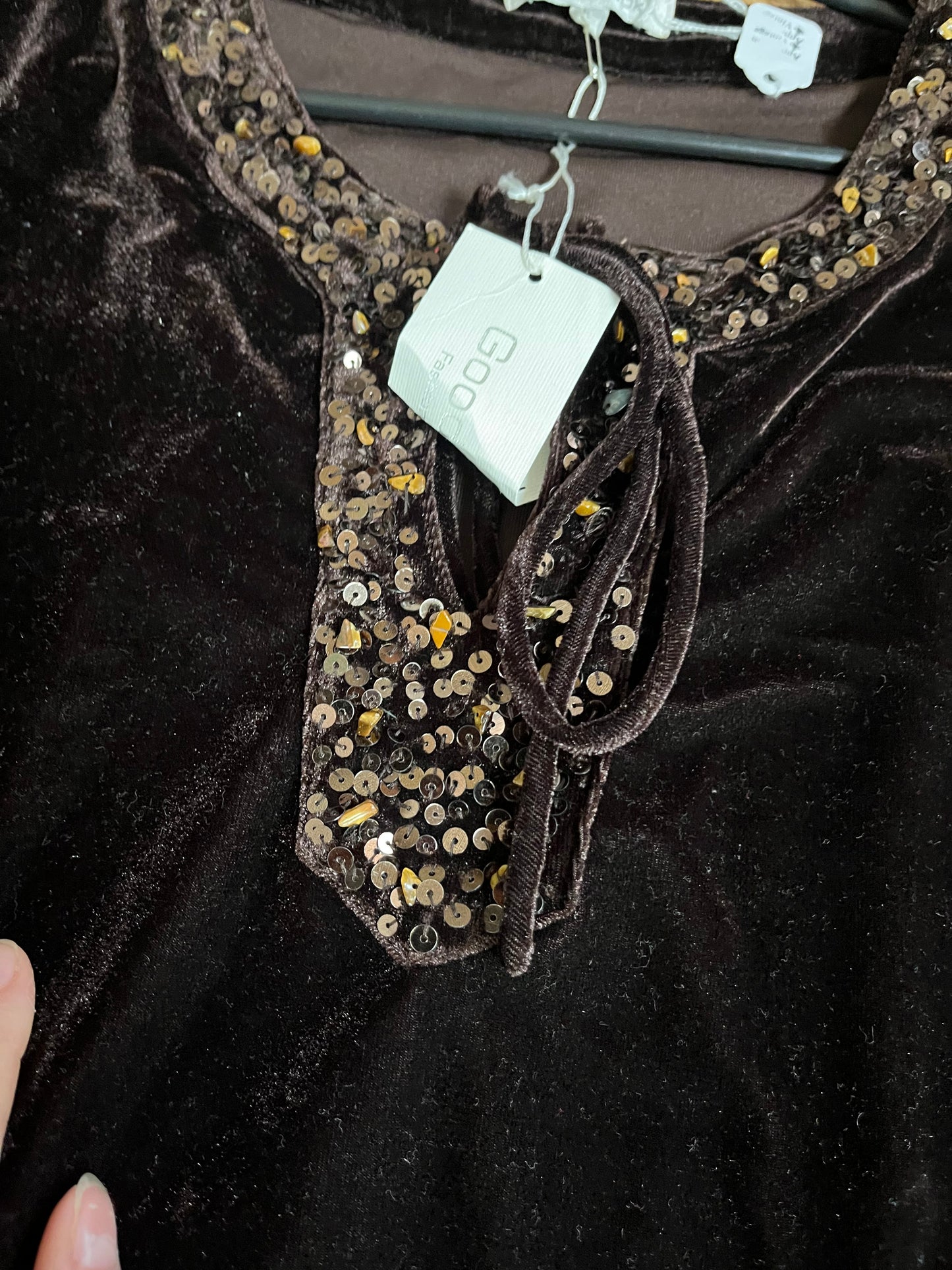 Brown Velvet Top UK 10-12