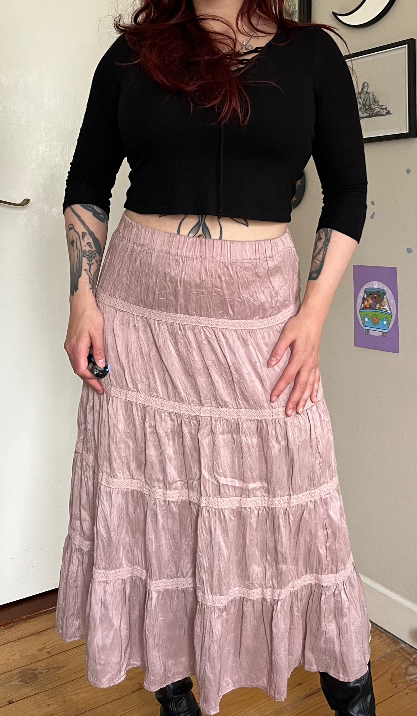 Pink Tiered Skirt UK 10-14