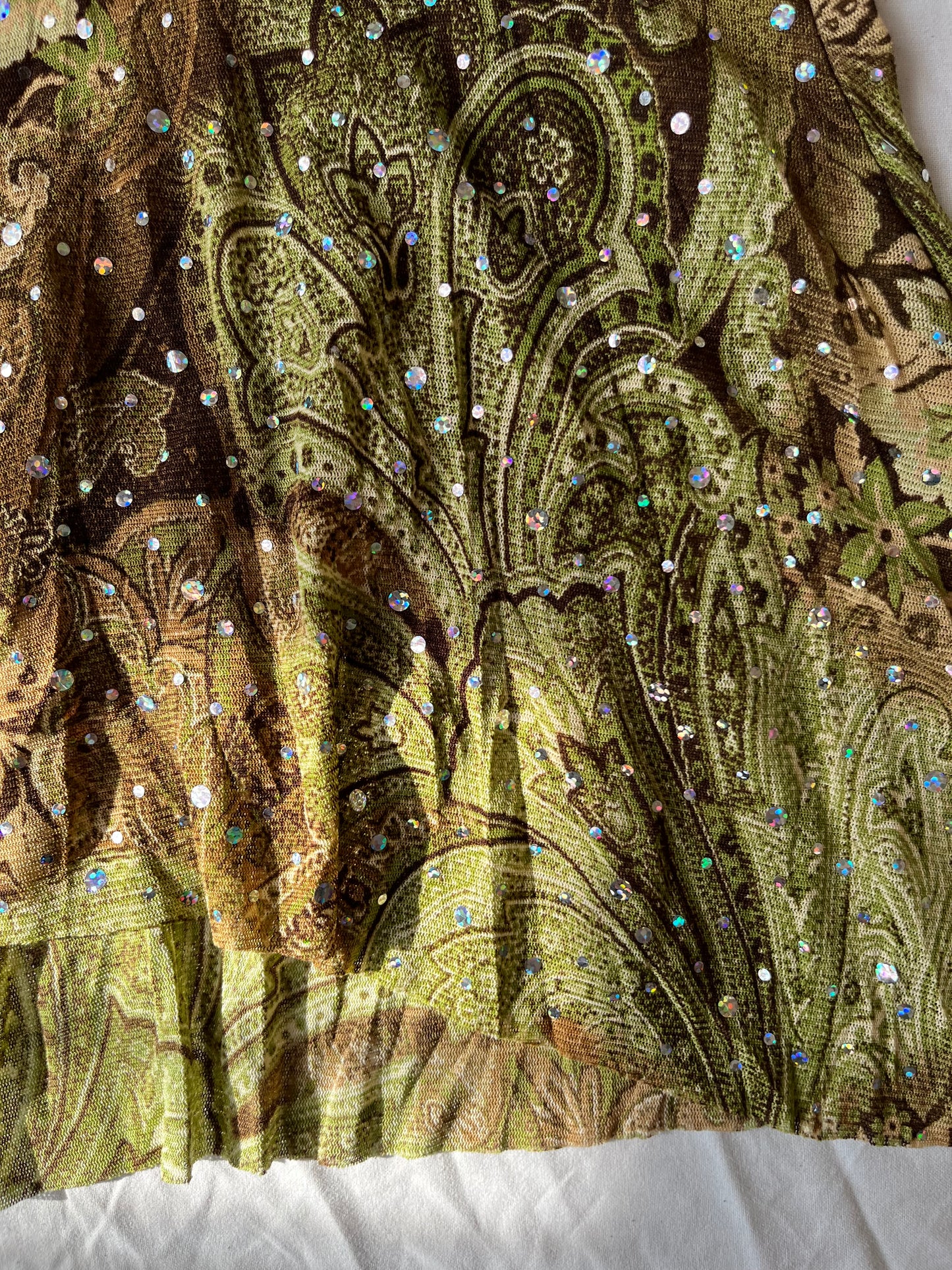 Green Sequined Top UK 8-10