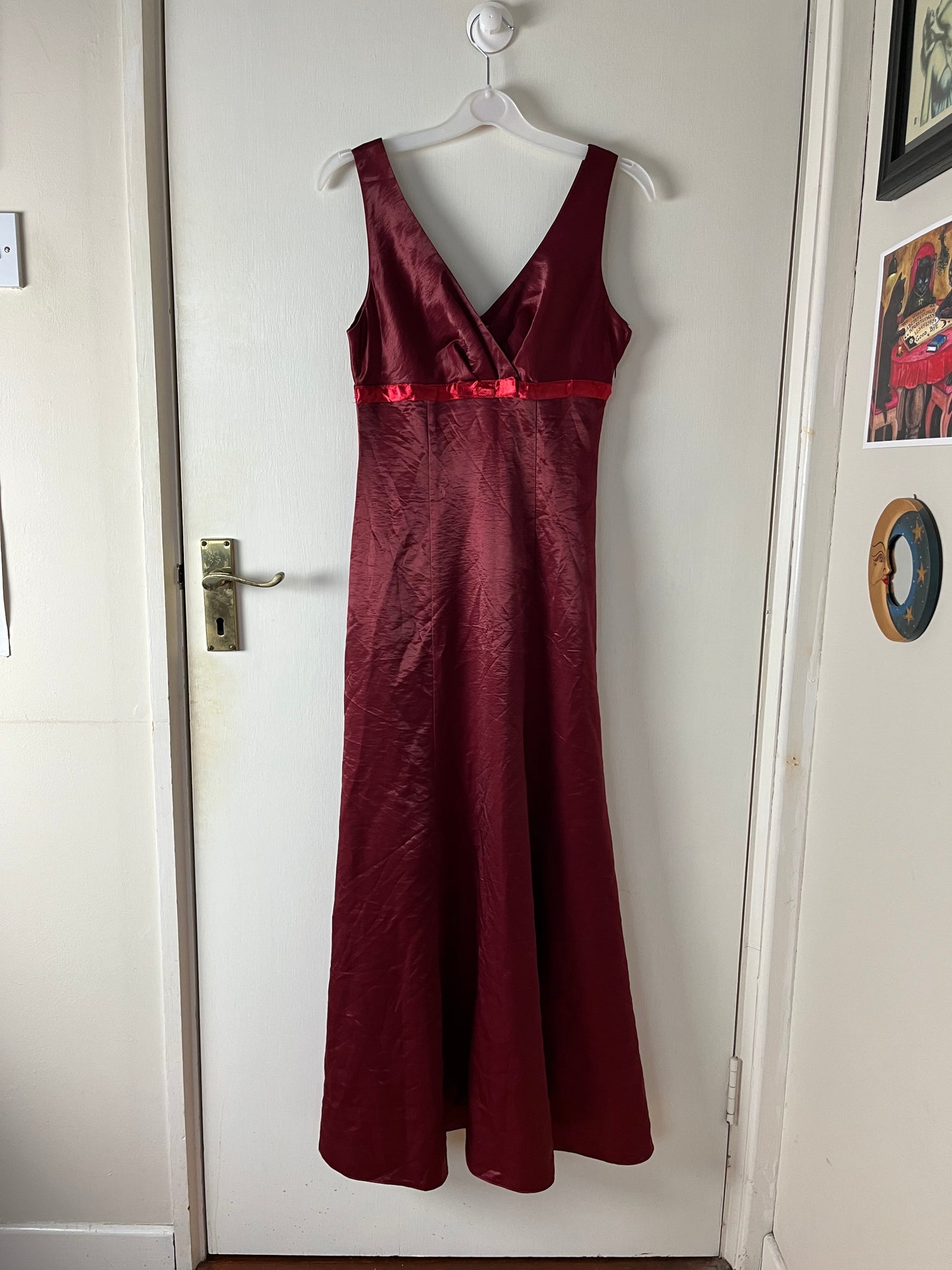 Burgundy Satin Dress UK 6