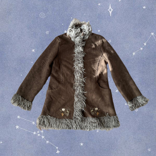 Brown Embroidered Afghan Coat - Size S/M