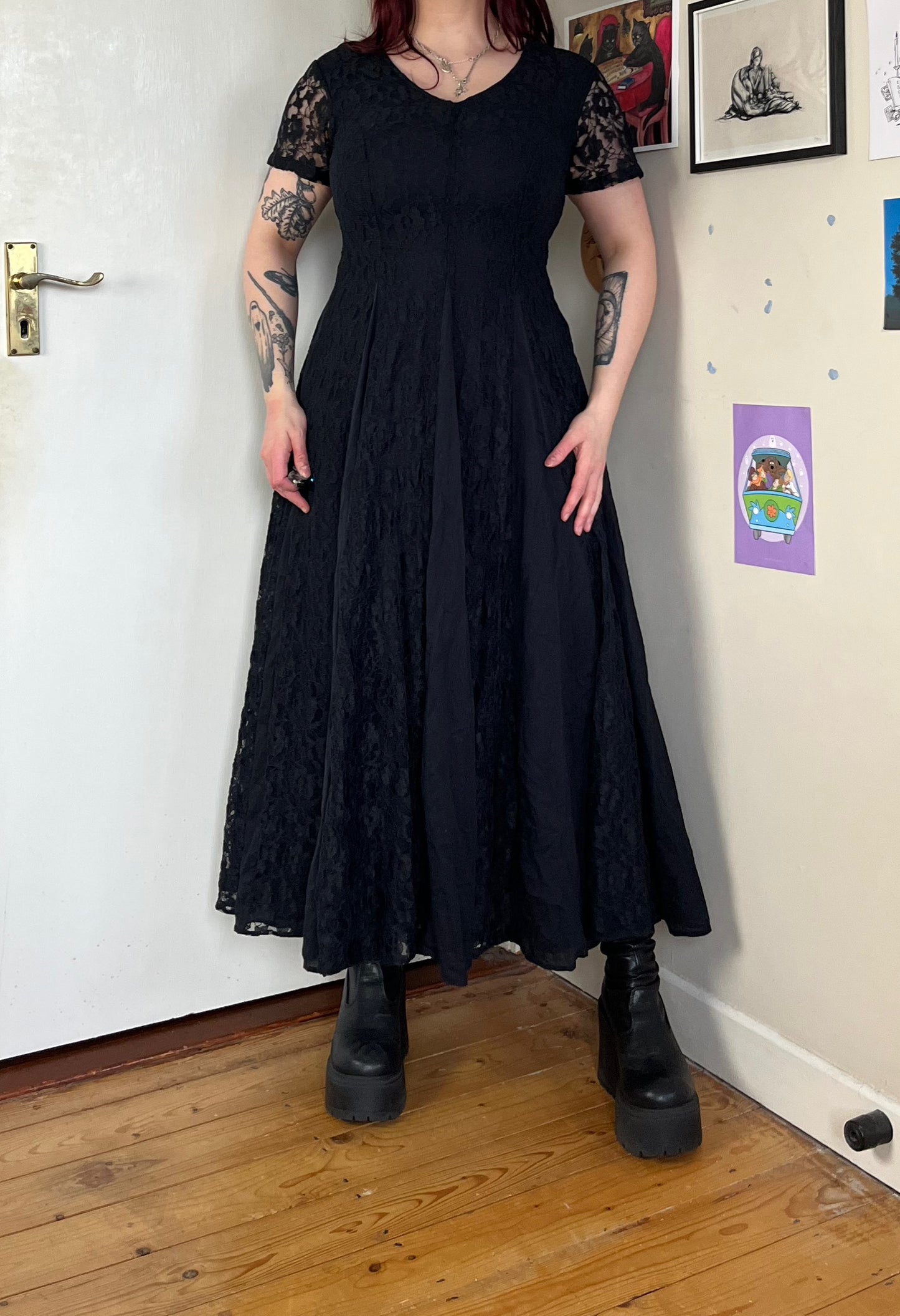 Black Lace Dress UK 12