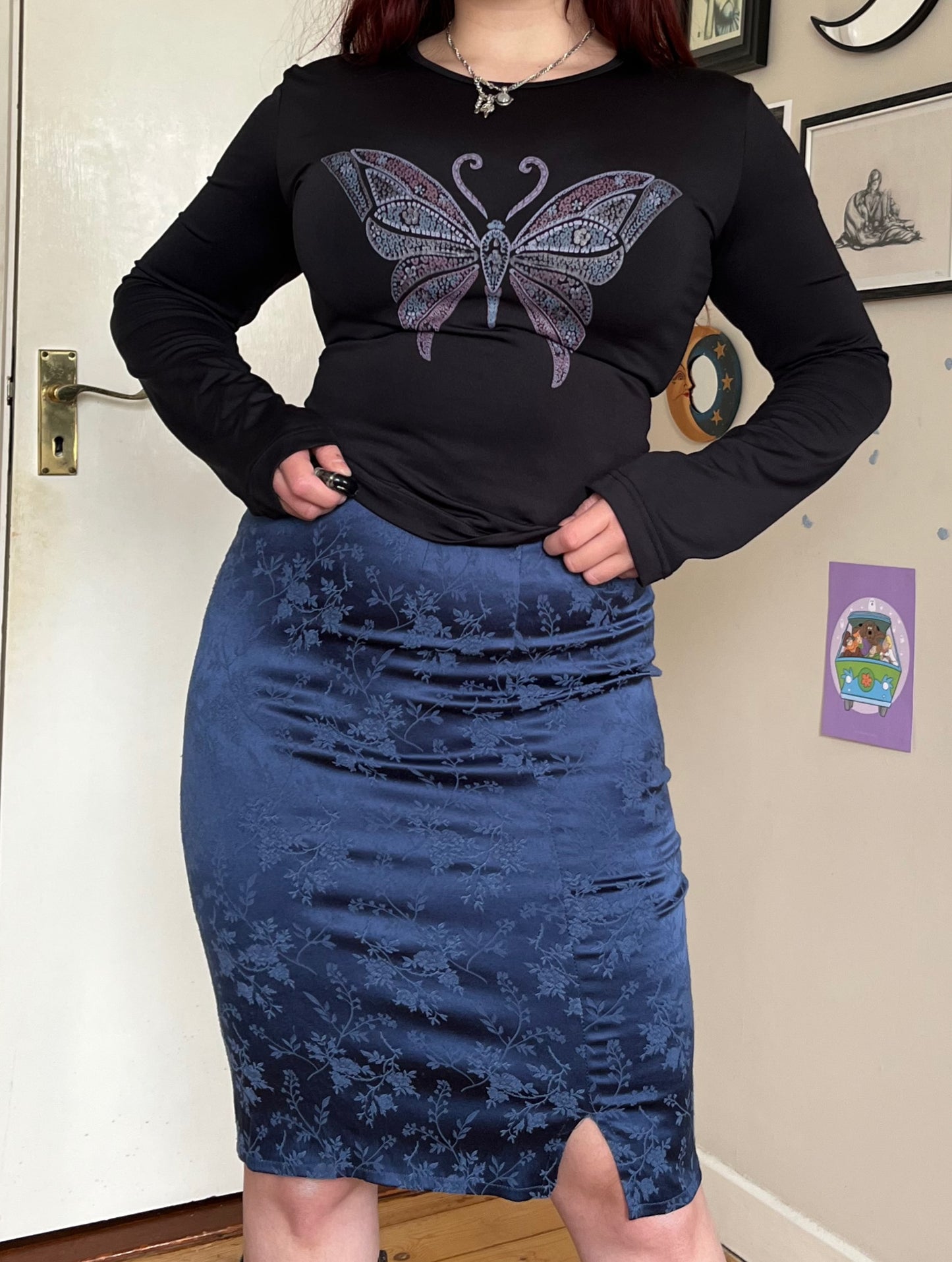 Blue Pencil Skirt UK 8