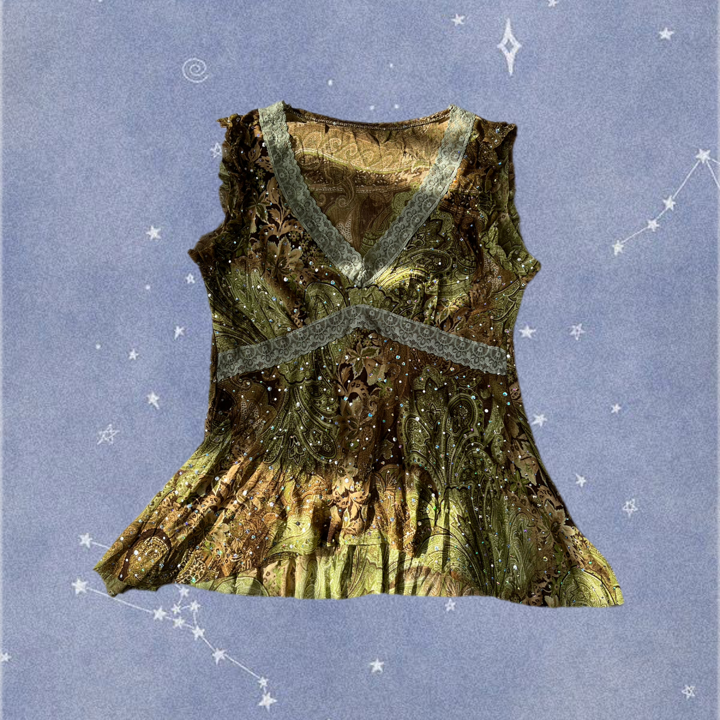 Green Sequined Top UK 8-10