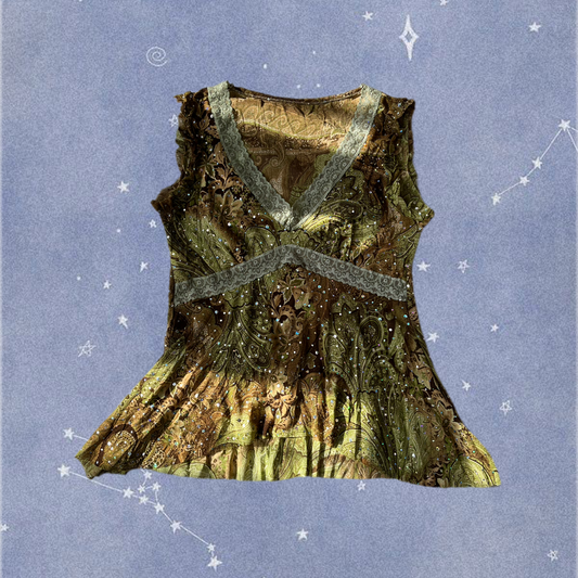 Green Sequined Top UK 8-10