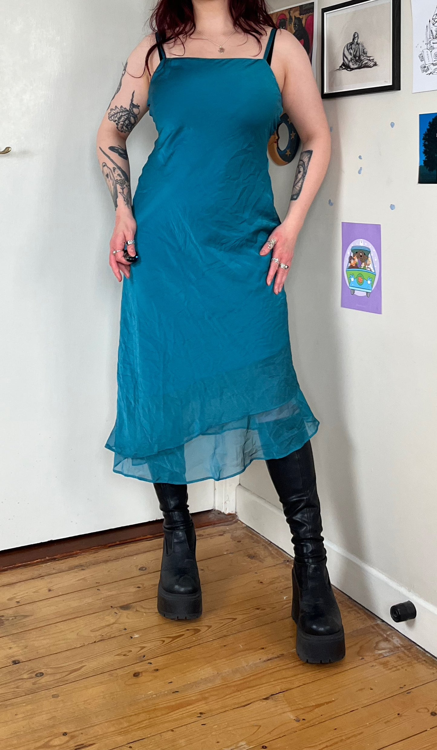 Blue Chiffon Dress - UK 10