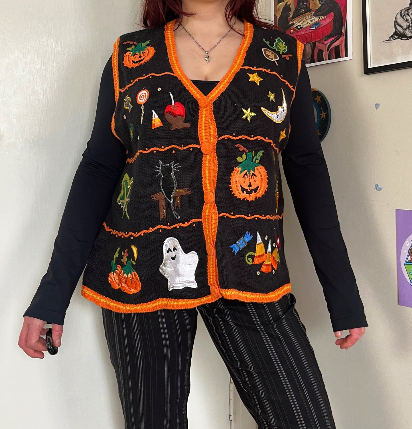 Dusk 1990s Halloween Sweater Vest L/XL