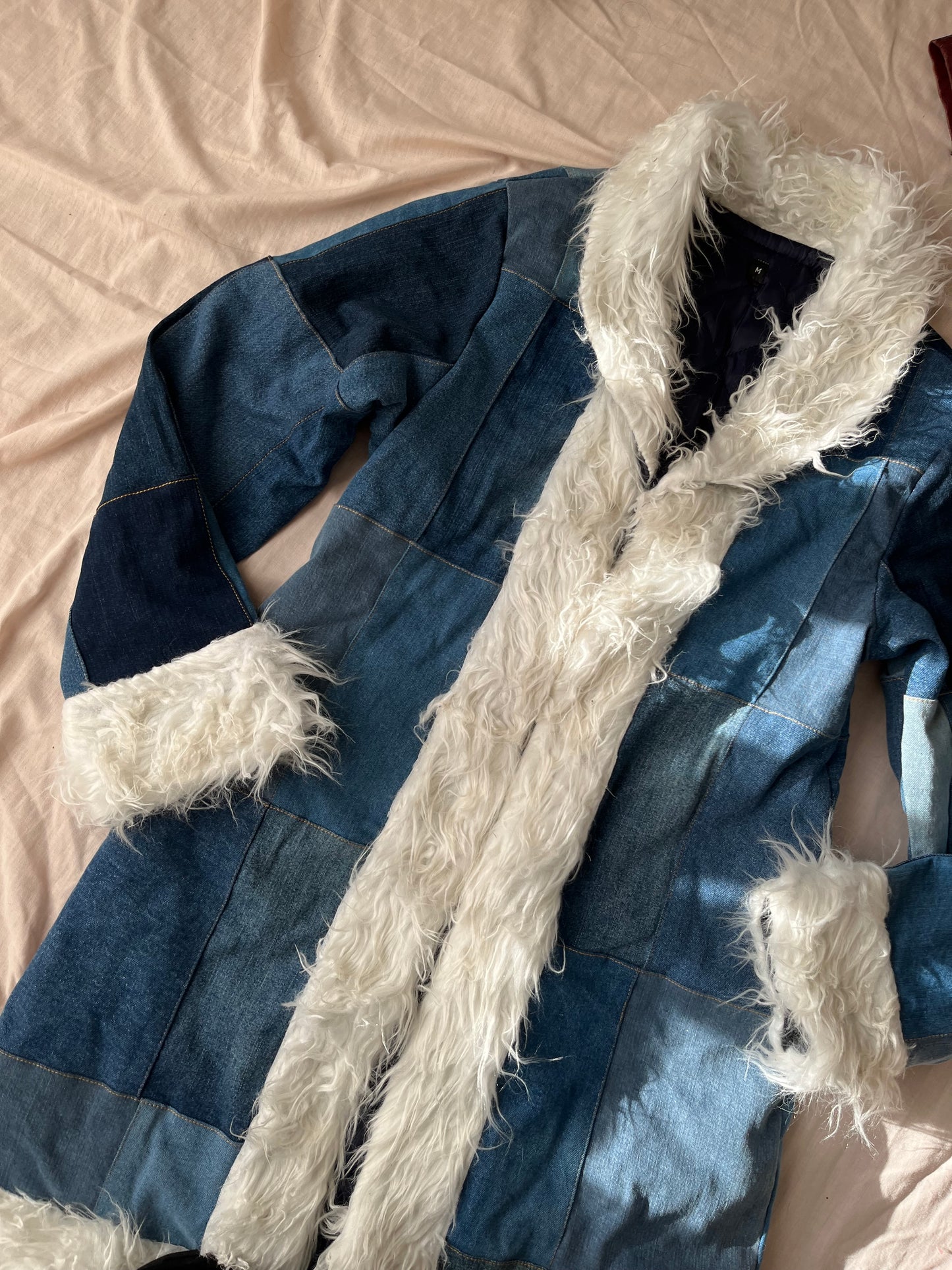 Recycled Denim Afghan Coat - Size M