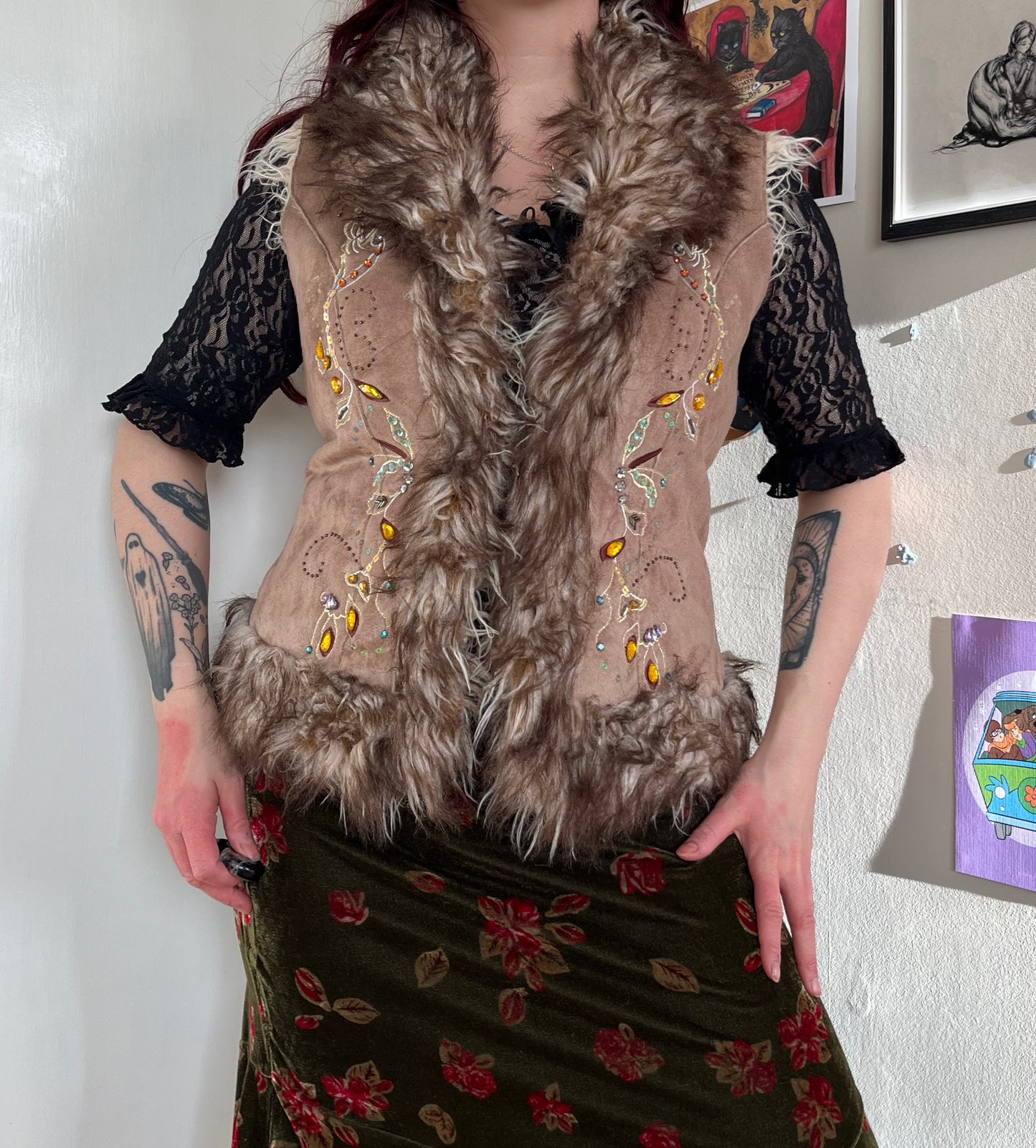 Brown Afghan Body Warmer - UK 12