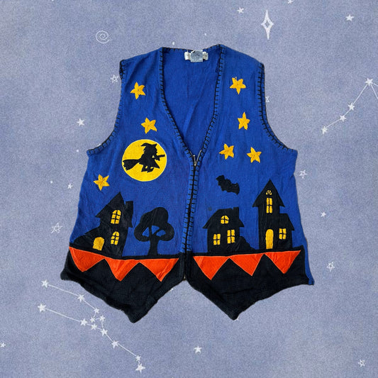 Season of The Witch 1990s Halloween Sweater Vest L