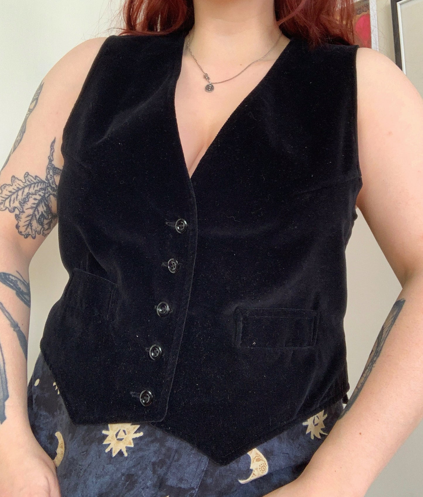 Rose 90s Velvet Waistcoat UK 12-14