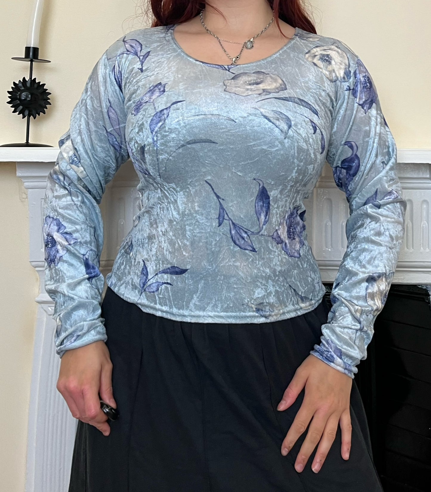 Floral Velvet Top UK 10