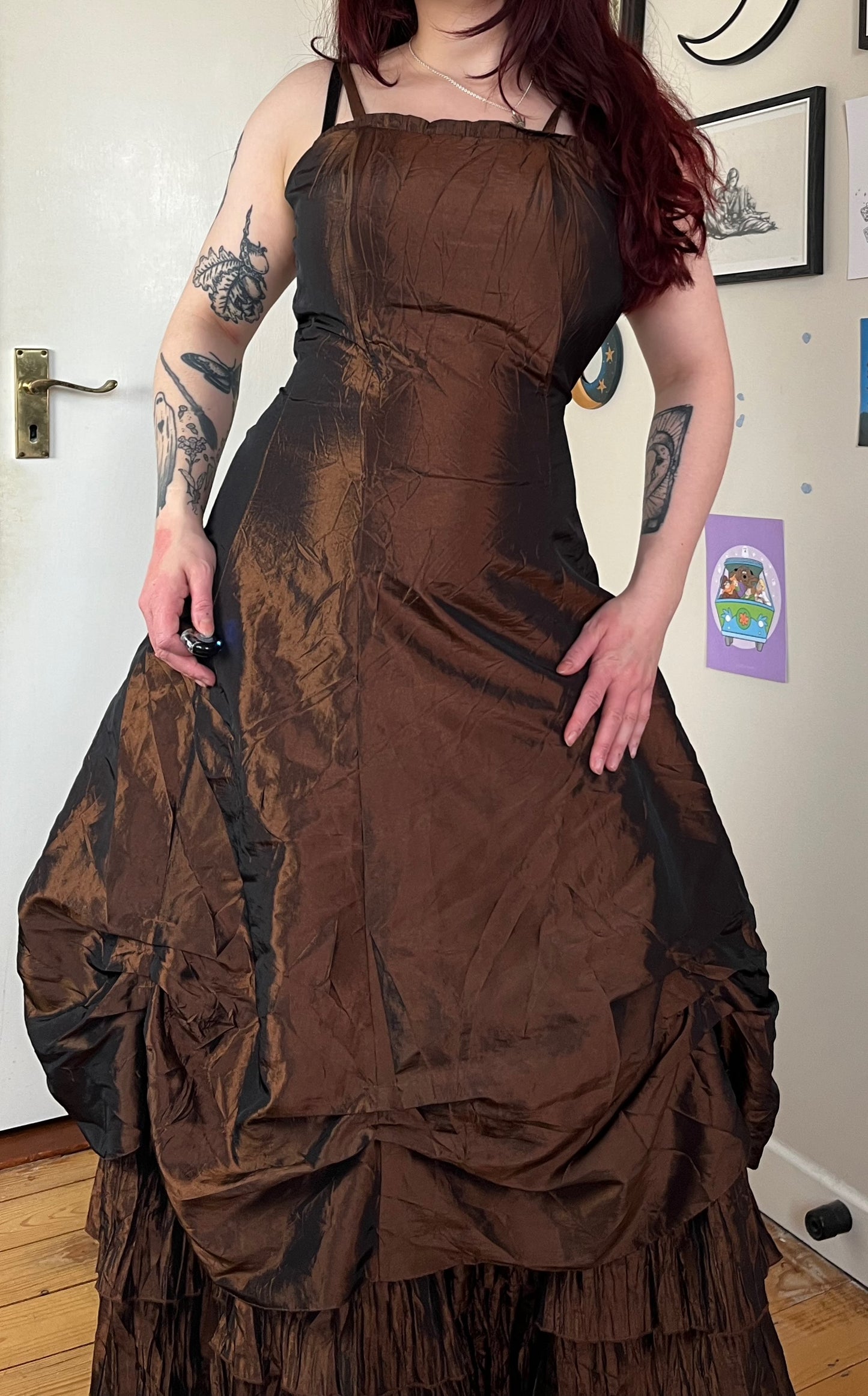 1990s Brown Prom/Evening Dress - UK 8-10