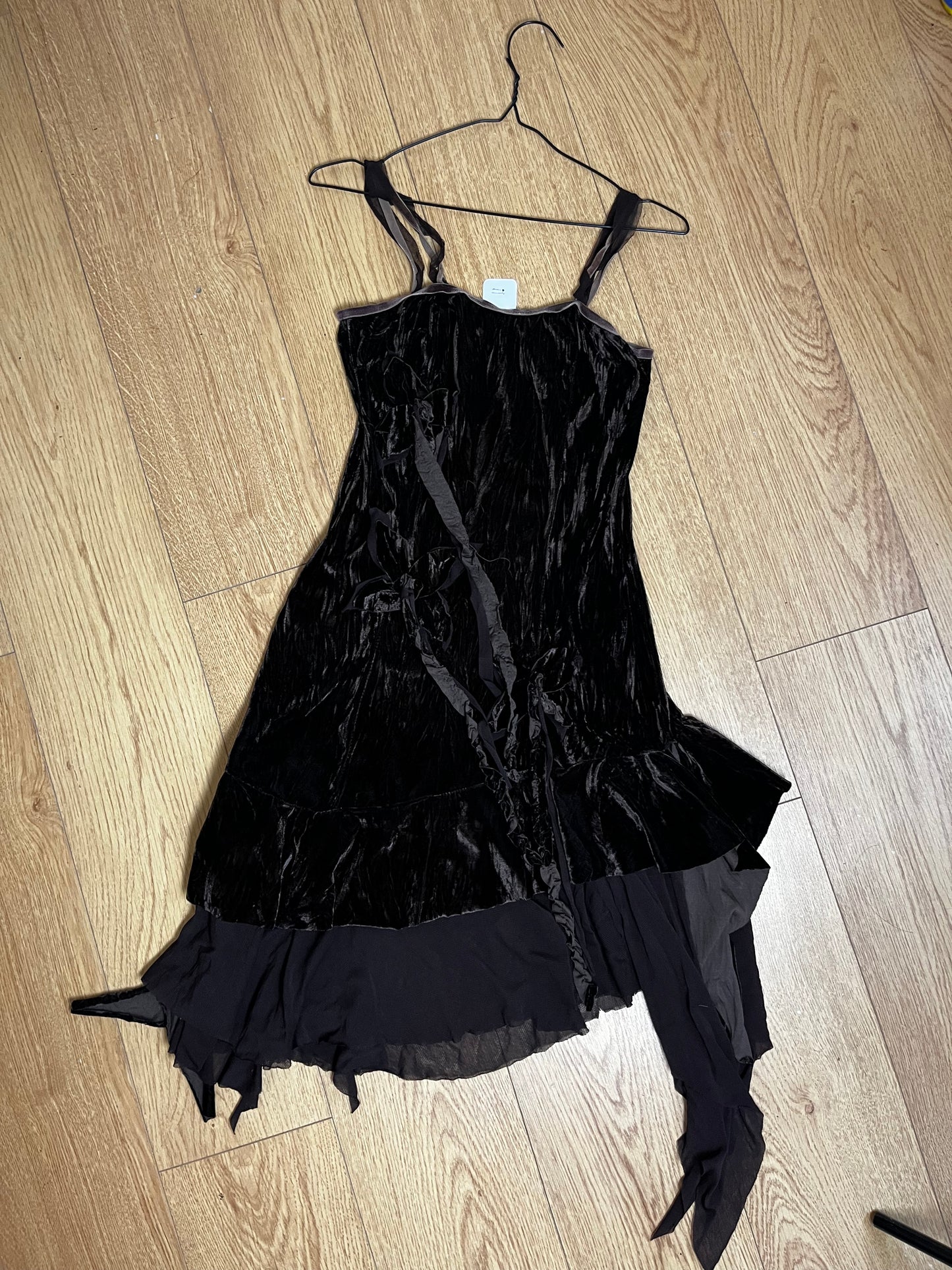 1990s Velvet Dress UK 8-12