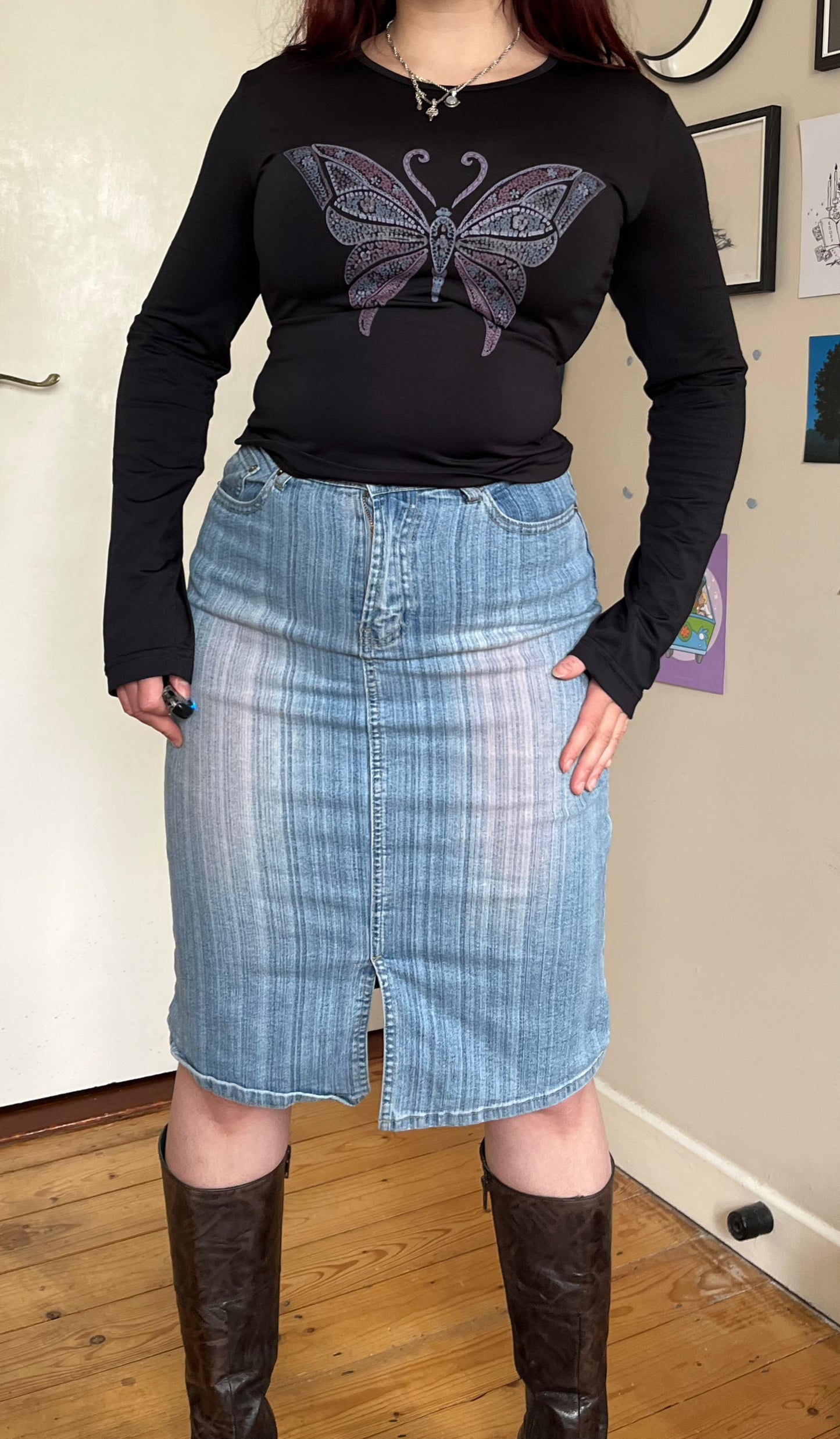 Denim Midi Skirt UK 8-10