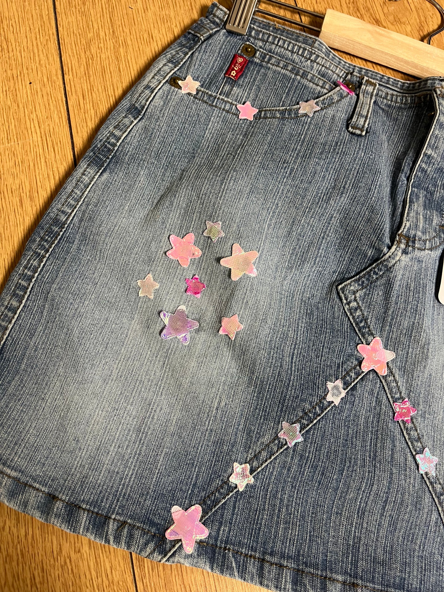 Stars Denim Mini Skirt UK 10-12