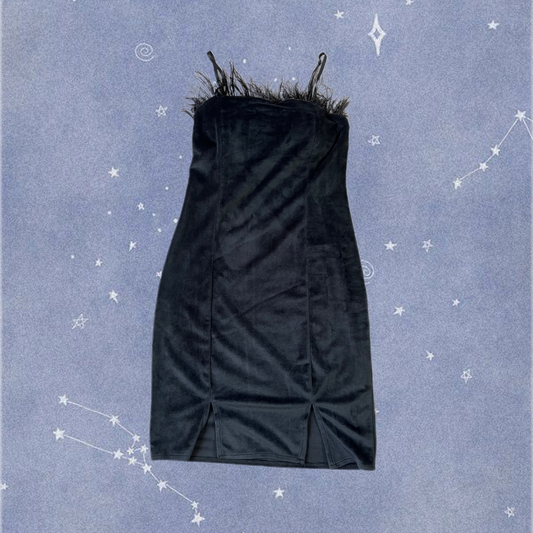 Black Velvet Mini Dress UK 8-10