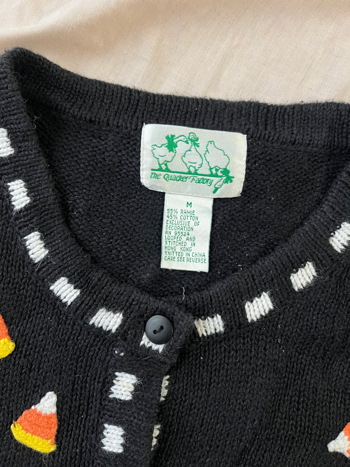 Candy Corn 1990s Halloween Cardigan M/L